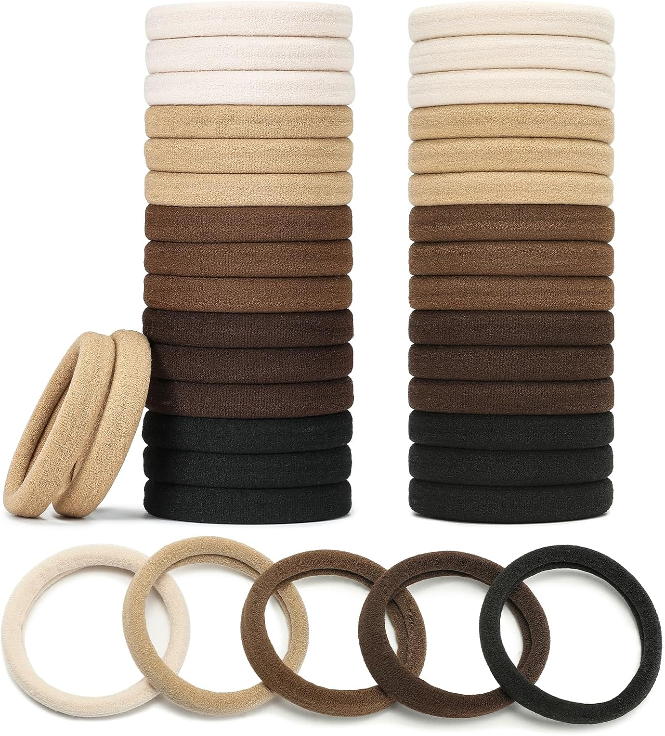 Mia Klein Hair Ties Black 100Count Extra Thick 5CM, Bulk Elastic Hair Bands for Thick Heavy Hair, Seamless Hair Accessories for Women, Girls, Ponytail Holder (Black)