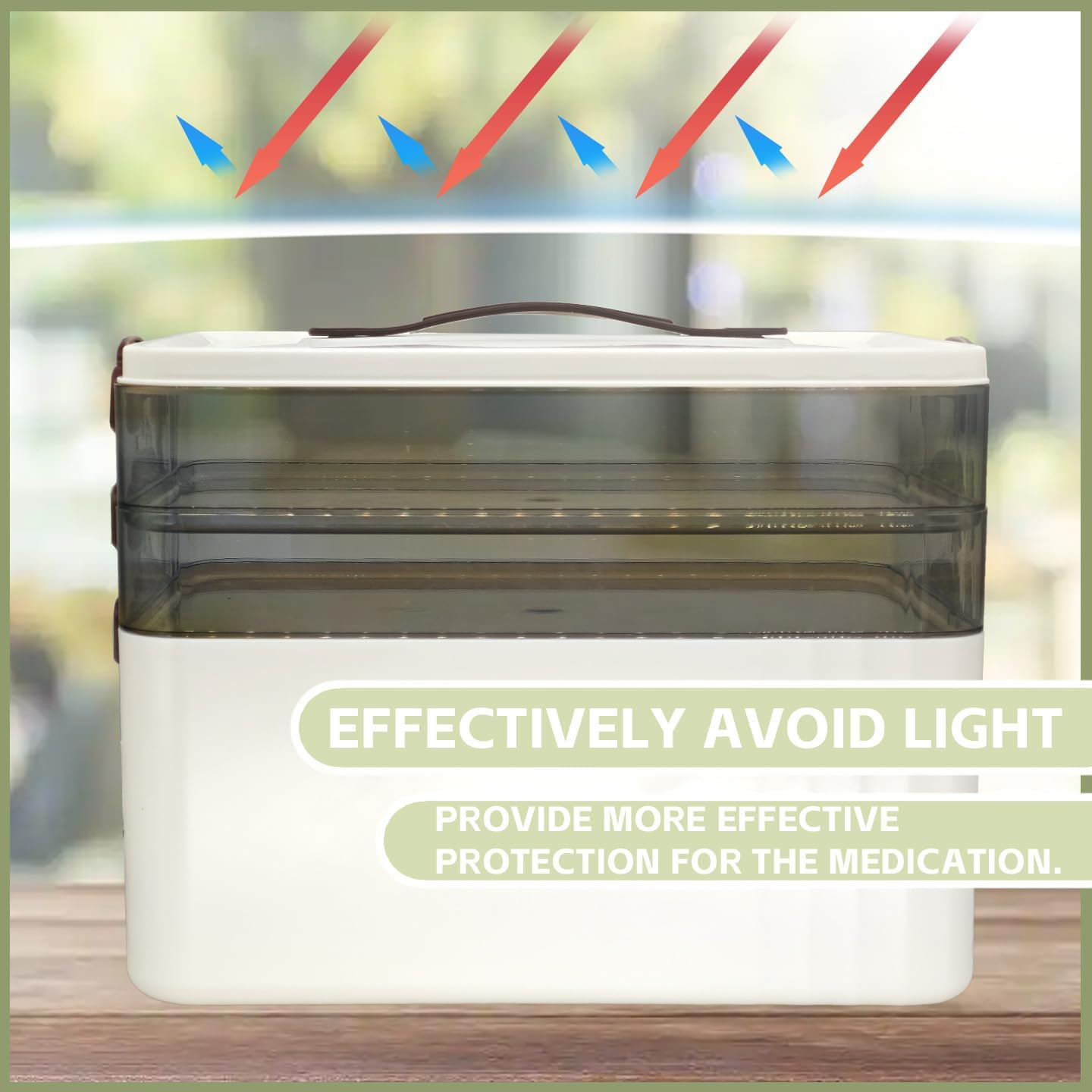 AVITONG 3-Layer Medicine Storage Box, Large Capacity First Aid Organizer with Handle, Moisture-Proof & Dustproof, Multi-Purpose Plastic Storage Container for Medicine, Cosmetics,Household Essentials image number 3