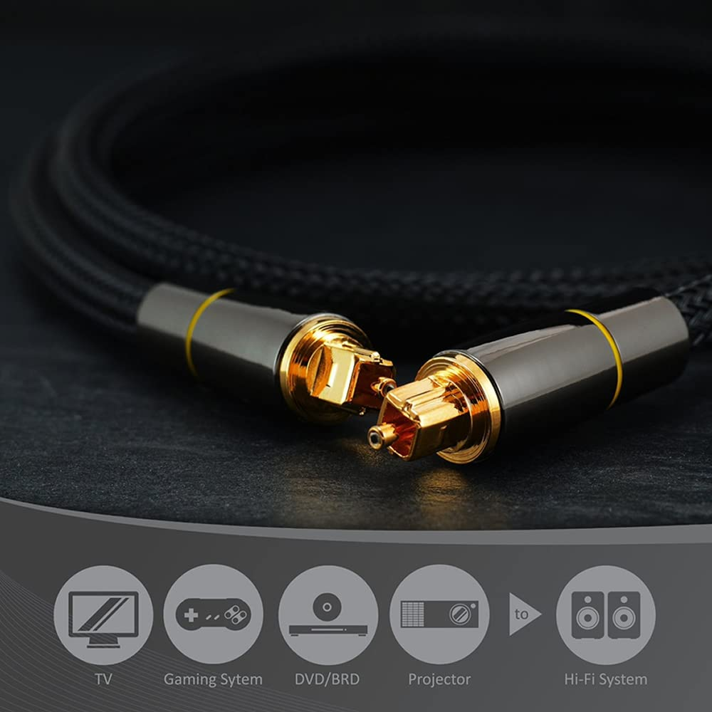 Tianle Optical Cable, 5M/16.4Ft Toslink Digital Audio Lead SPDIF Cable with Nylon Braided Fiber Optic Cord, 24K Gold-Plated Compatible with TV, Sky, PS4, Xbox, Home Theater, Hi-Fi image number 5
