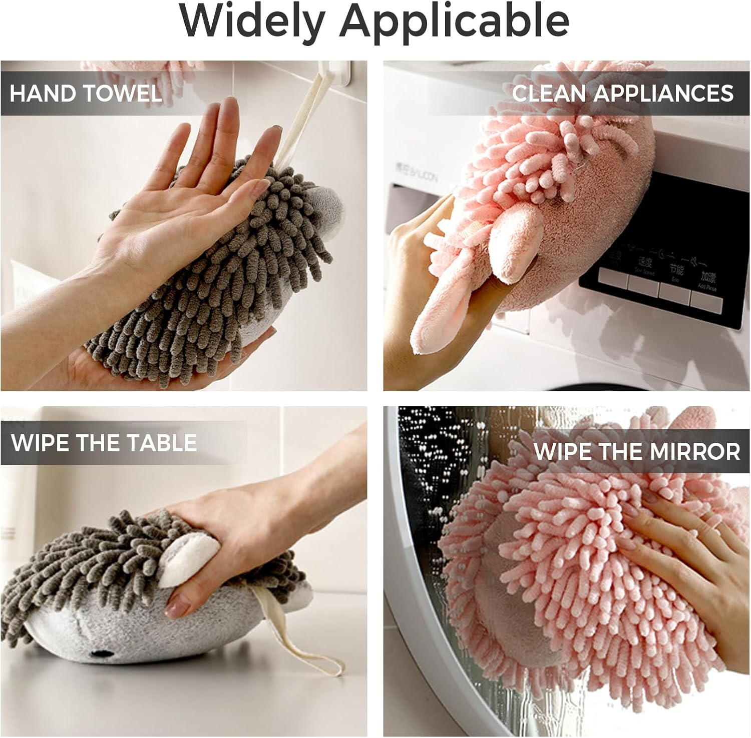 Microfiber Hanging Hand Towel &ndash; Super Absorbent, Quick-Drying, Soft & Plush with Convenient Loop for Bathroom & Kitchen Use (Grey) image number 5