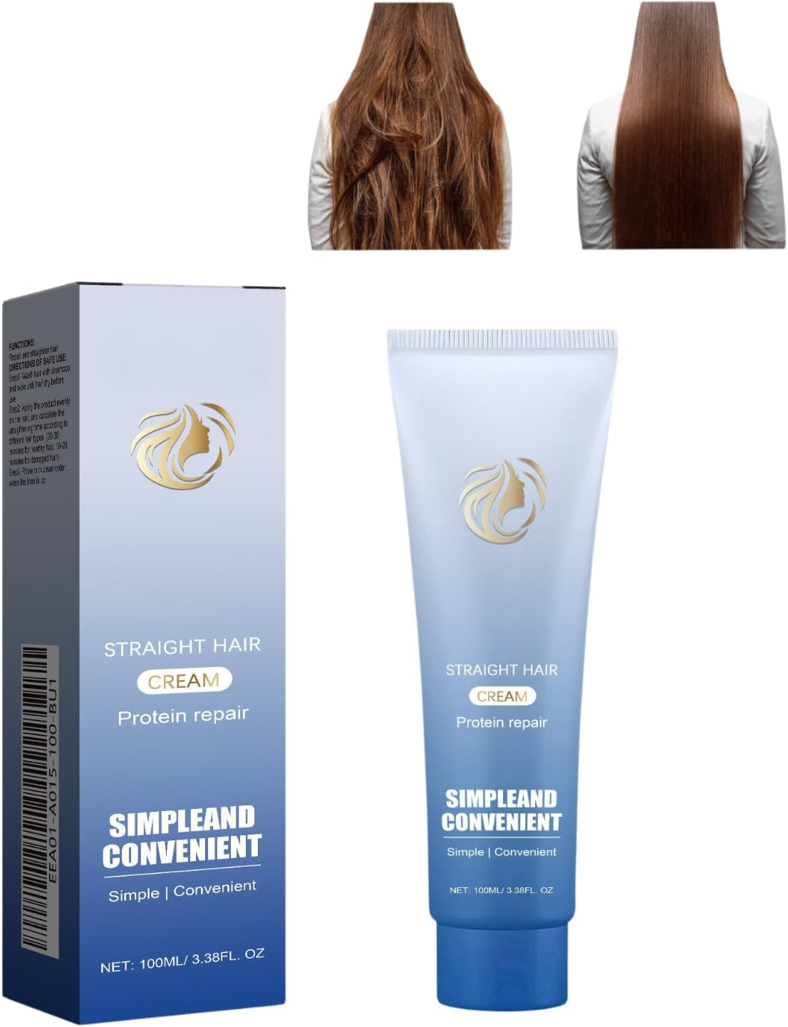 Protein Correction Hair Straightening Cream, Silk & Gloss Protein Hair Cream, Keratin & Amino Acid Nourishing Smoothing Solution for Frizzy Dry Curly Hair, Formaldehyde-Free Salon Care (4Pcs)