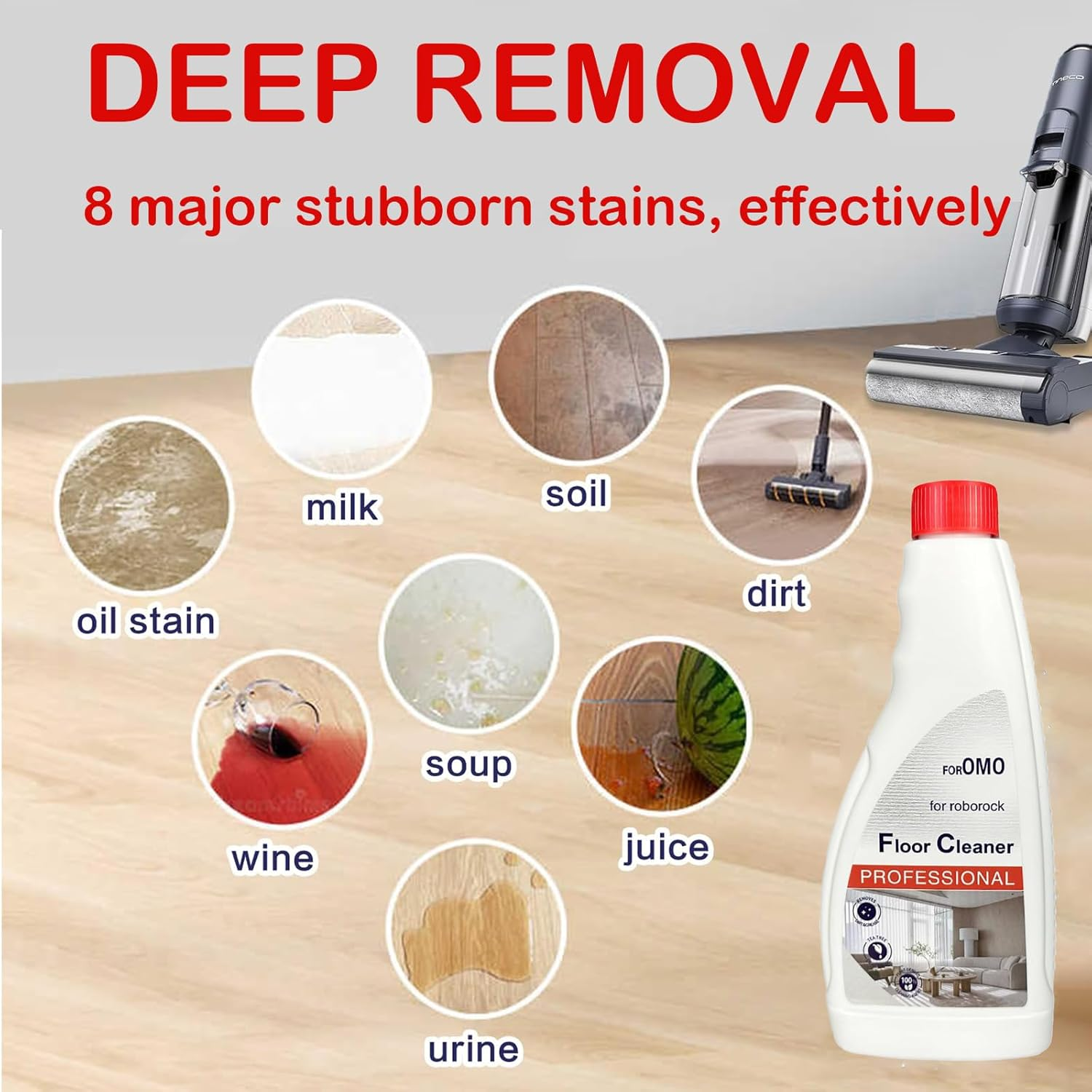 480Ml Floor Cleaning Solution Compatible with Roborock Robot Vacuum and Mop Cleaner Q5/Q7/Q8/S7/S8/Qrevo Series, All Robot Vacuums & Wet Dry Vacuum, Floor Cleaner for Mopping (1 Bottle Pack) image number 1