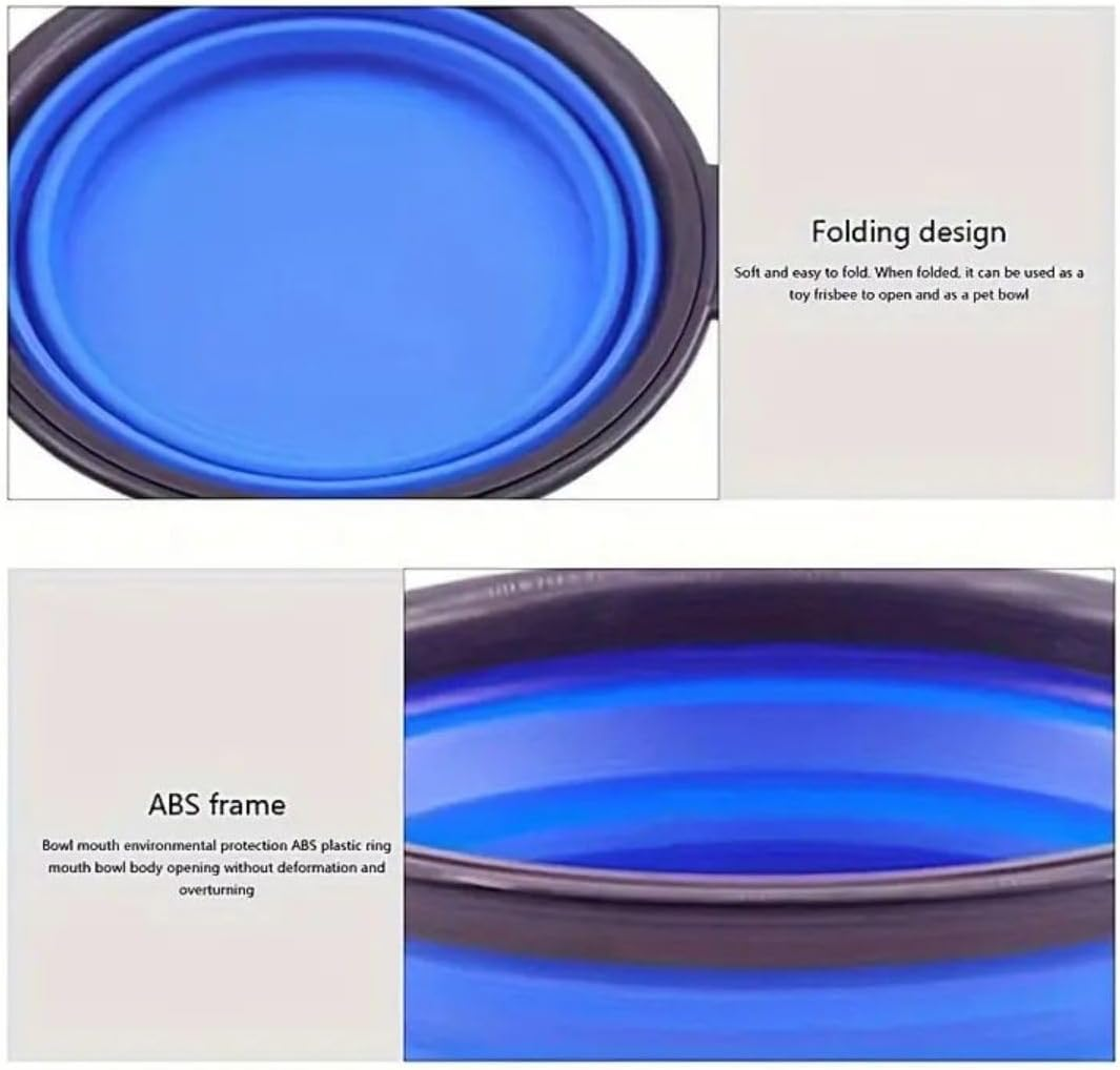 Pack of 2 Foldable Dog Bowls, 350 Ml Foldable Dog Travel Bowls, Portable Dog Water Food Bowl with Closure, Pet Cat Food Cup for Travel, Hiking (Blue and Green) image number 5