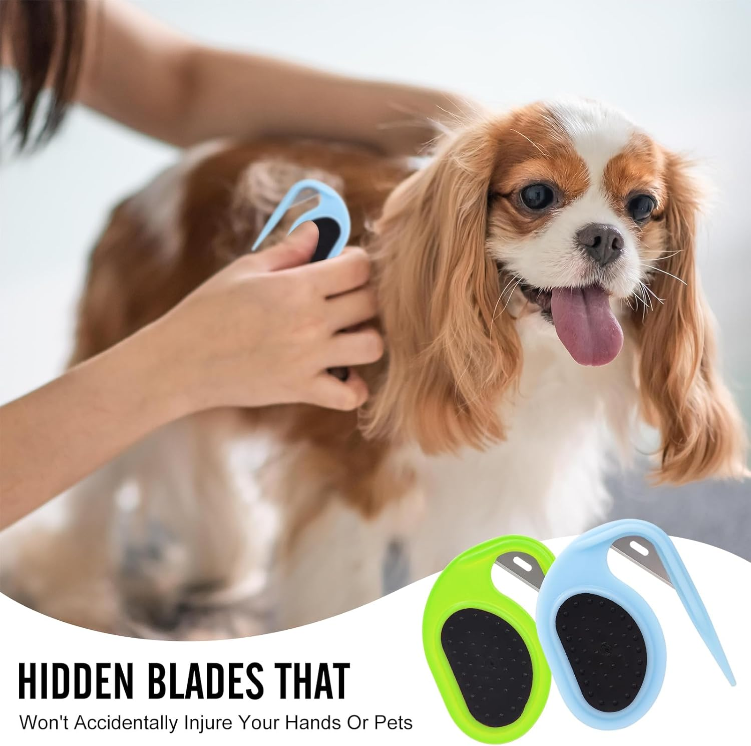 Knot Comb for Cats and Dogs, Portable Detangling Comb for Dogs and Cats, with Non-Slip Handle, Pet Hair Remover, Cat and Dog Comb for Removing Tangled and Loose Hair (Blue image number 3