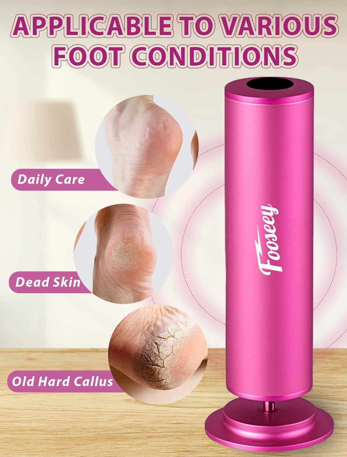 Electric Foot File Tool - Callus Remover for Feet (FSA or HSA Eligible), Professional Pedicure Machine with 60Pcs Sandpaper Discs, Adjustable Speed Foot Files for Deadskin, Dry and Cracked Feet image number 1