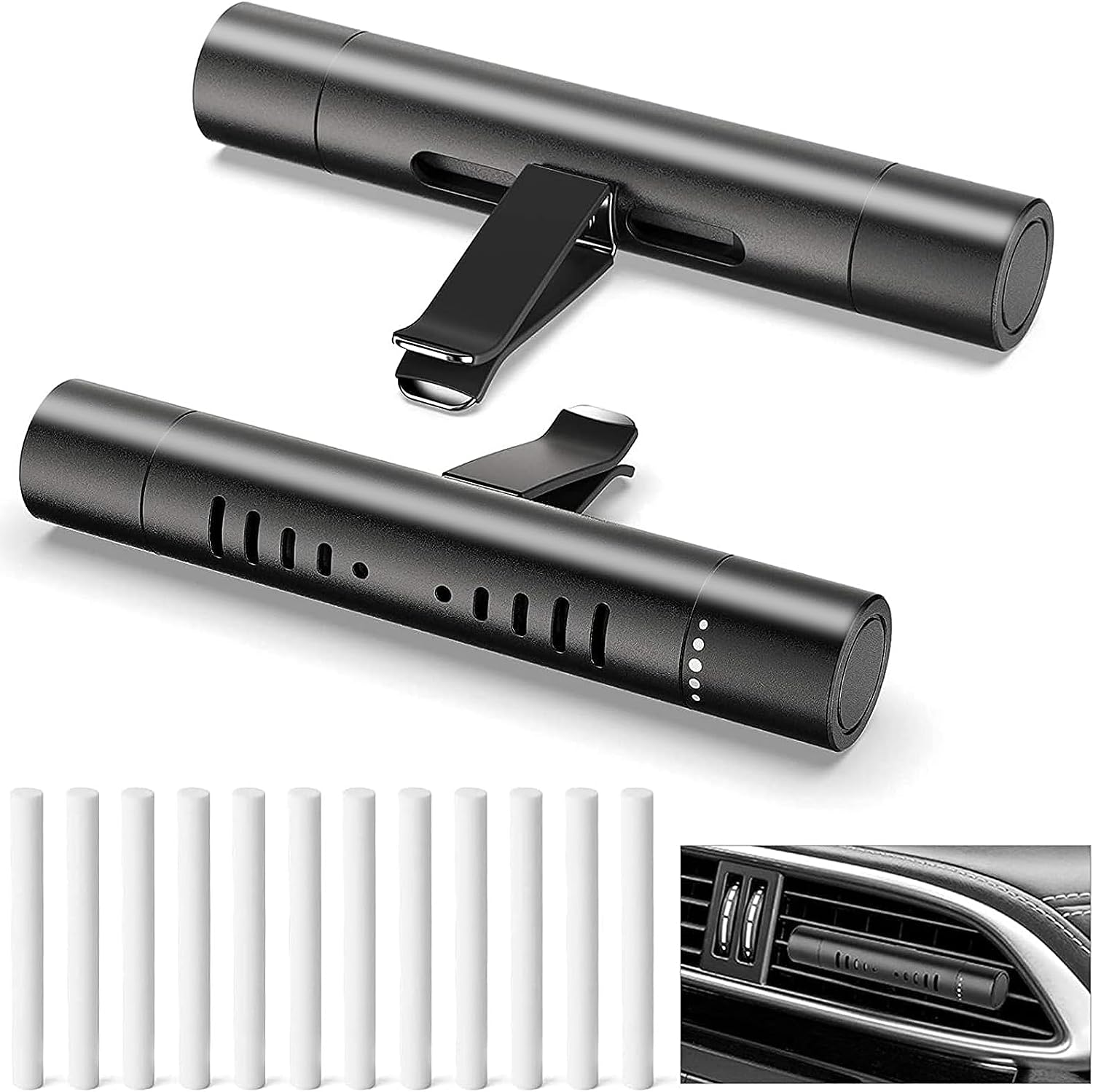 2 Packs Custom Car Vent Clip Cylindrical Essential Oil Car Diffuser Vent Clip with 12 Refill Sticks for Car,Office，Kitchen，Bathroom, Pet Houses image number 6