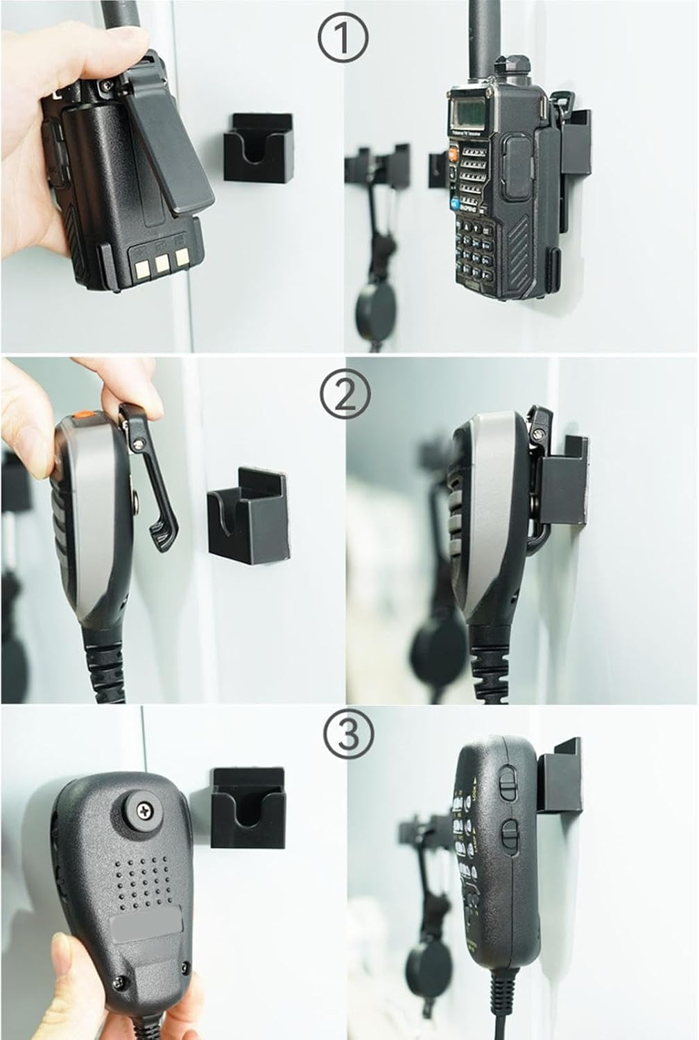 Generic 4X Car Mount, Handheld Microphone Holder, Wall Mount Hook, Universal Versatile Bracket, Radio Hanger for Boat, Office, Home image number 4