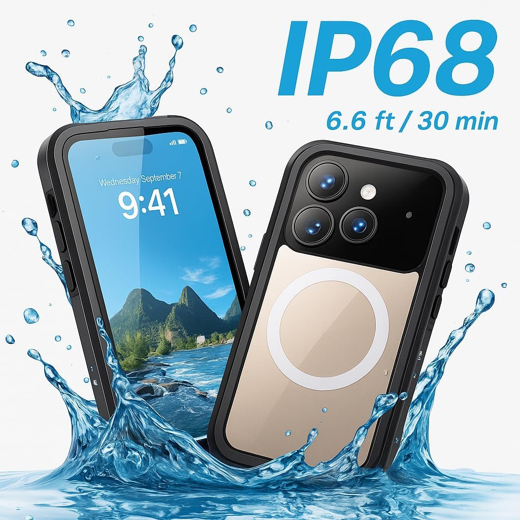 ZLIME Waterproof Phone Case for Iphone 17 Pro, 6.6 Ft Underwater Case with Camera Button, Shockproof Dustproof, Wireless Charging, Outdoor Case with Lanyard - Snow Rain Beach Protection image number 3