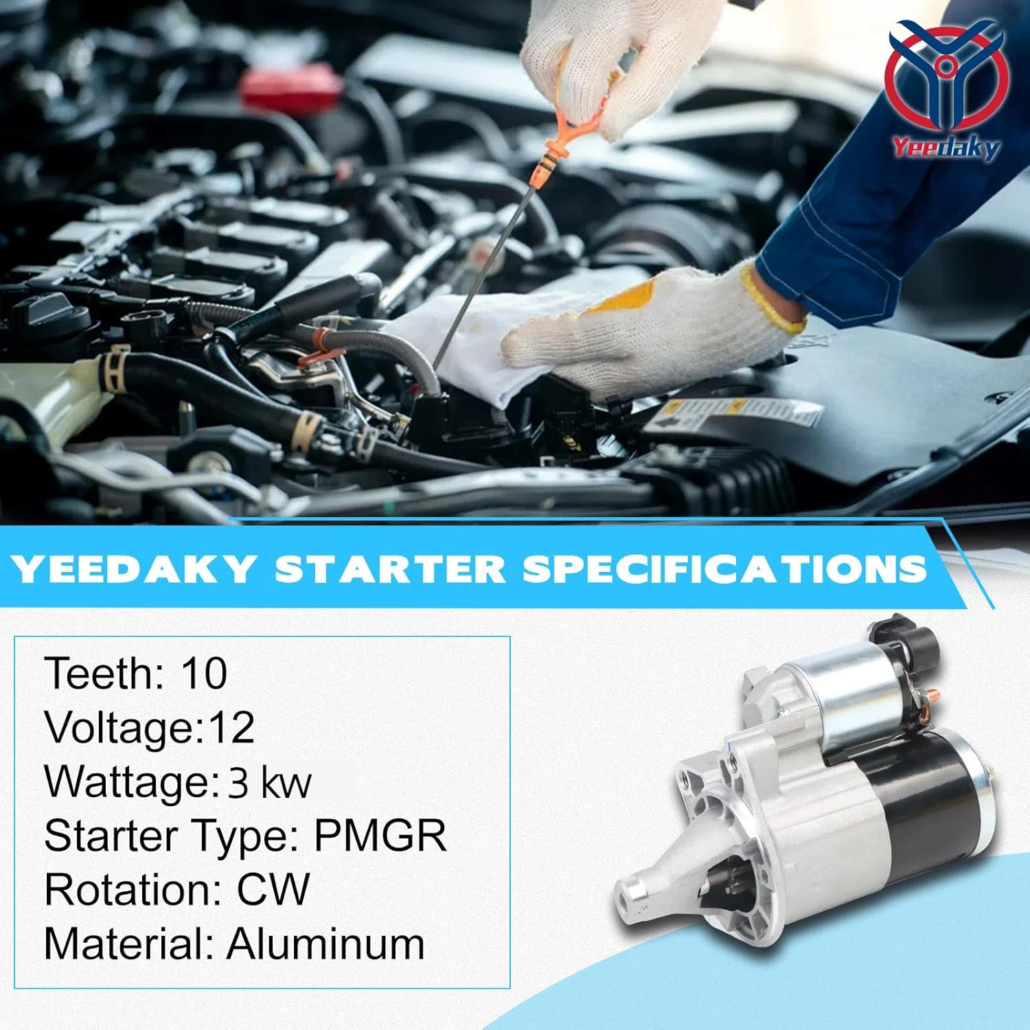 19026 Starter for Pacifica Touring 4.0L 2007-08 Sebring Touring 2.7L 2007-10 Sebring Limited 3.5L 2007-10 Starter Motor OE# 7B0-911-023A SR6459X 04608800AE 4608800AE image number 3