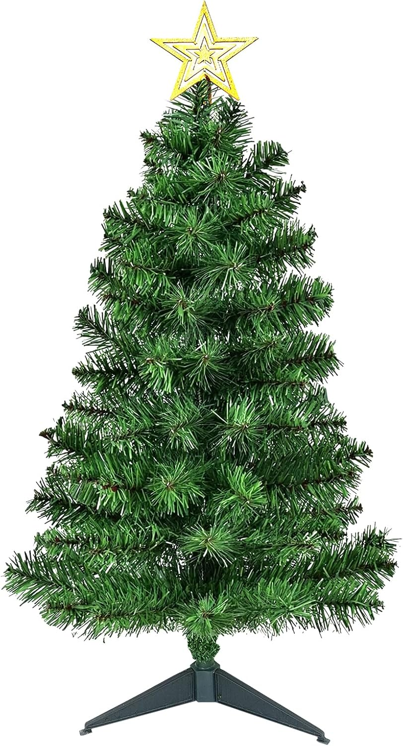 3FT Premium Hinged Artificial Holiday Small Mini Christmas Tree for Tabletop,Home, Office, Indoor and Outdoor Holiday Decoration,Easy Assembly Metal Hinges & Foldable Base image number 6