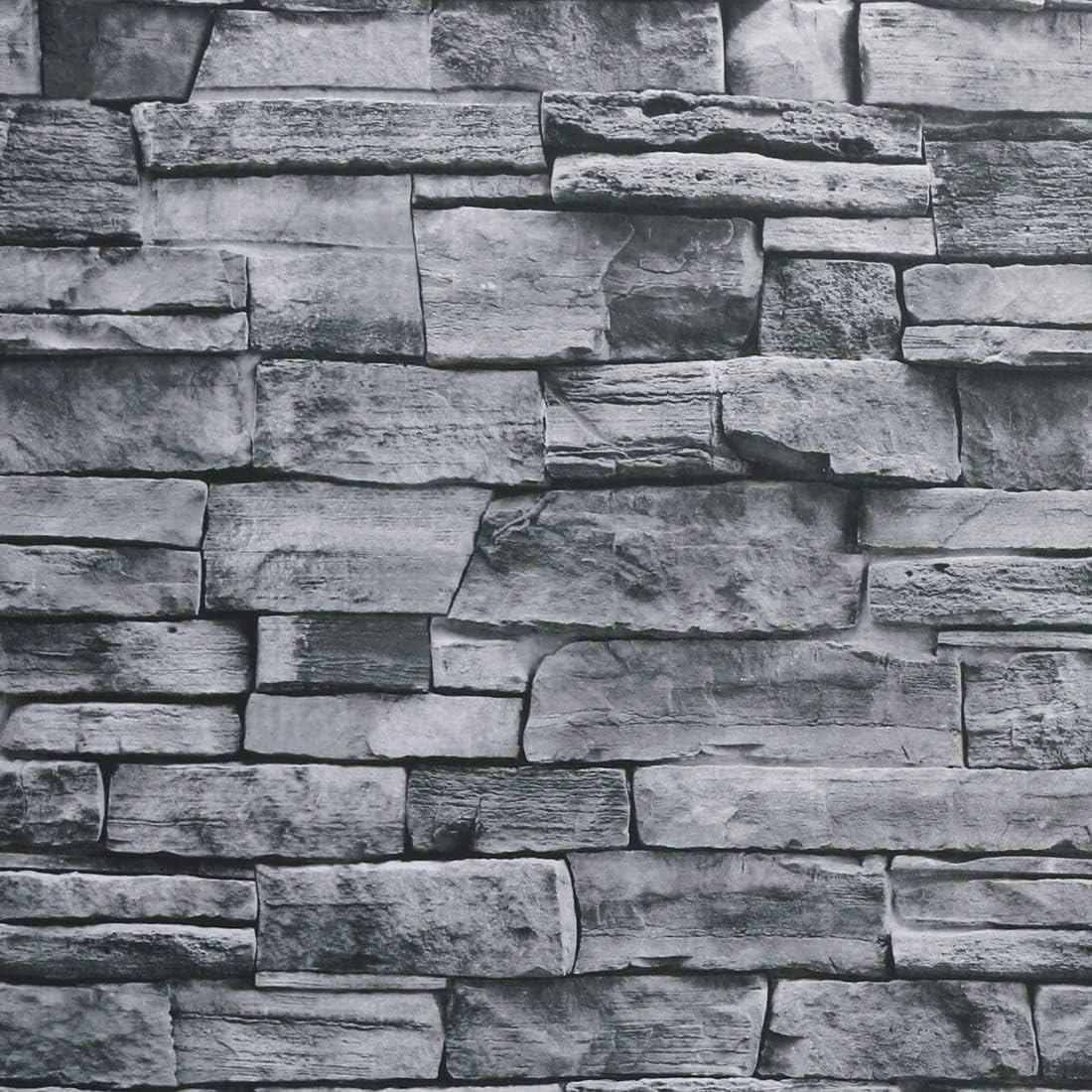 Vinyl Peel and Stick Wallpaper Brick Grey Vintage Stone Wallpaper Self Adhesive Wall 3D Contact Paper for Bedroom Livingroom Walls Decoration 45Cm X 300Cm image number 5