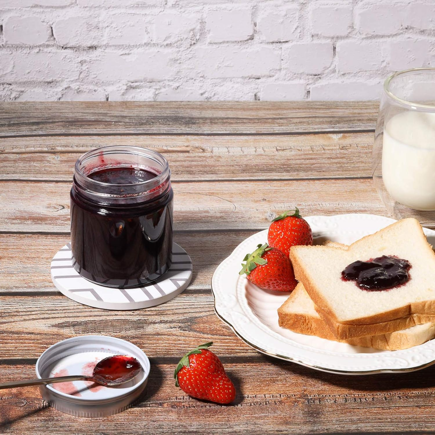 Comsaf Mason Jars with Airtight Metal Regular Lids(8Oz/250Ml), Sealed Clear Glass Canning Jars with Wide Mouth for Spices, Honey, Jam, Jelly, Ideal for Wedding Favors, Baby Shower Favors, Set of 12 image number 5