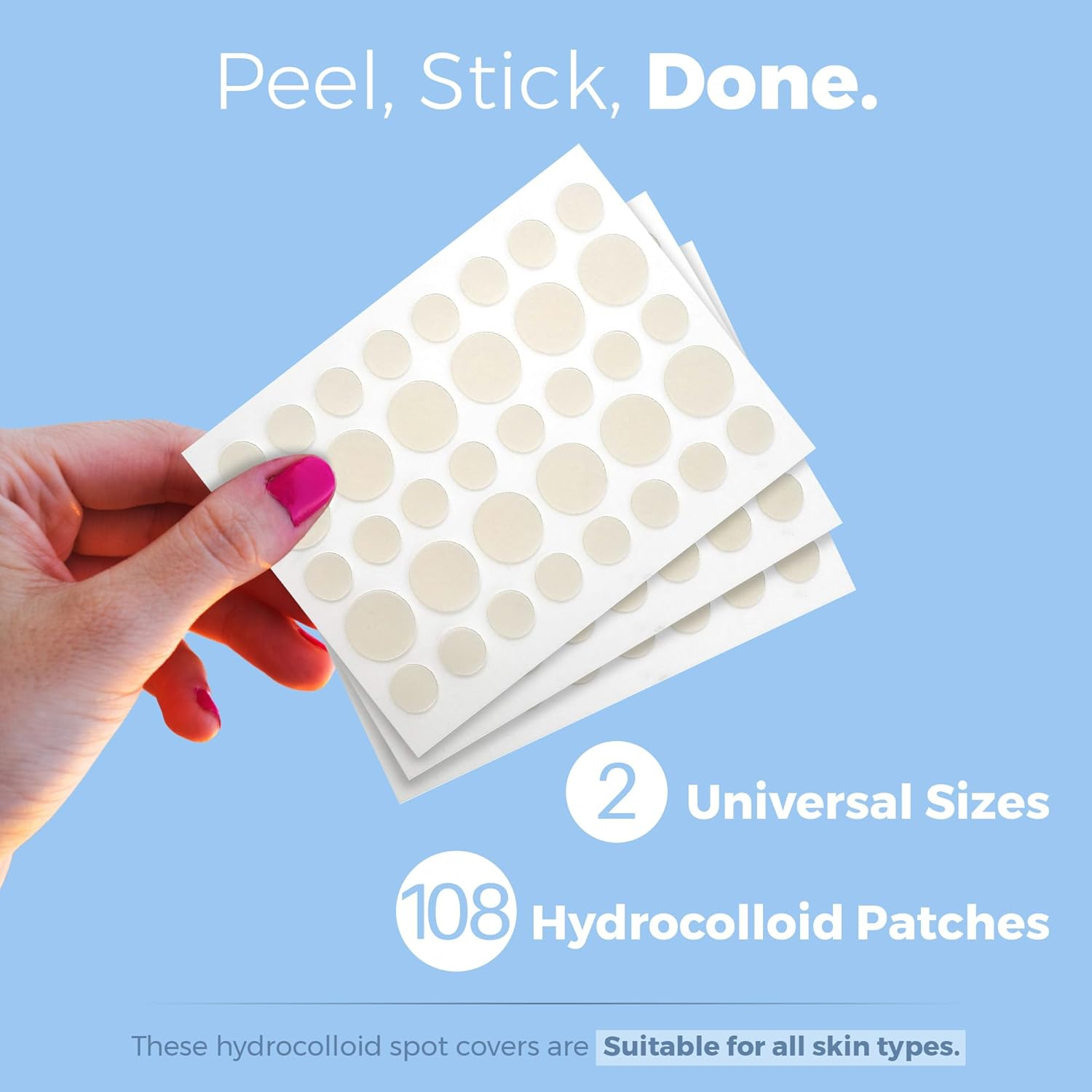 Invisible Spot Cover &ndash; Absorbing Cover, Hydrocolloid Covers, Facial Stickers &ndash; Clear Adhesive Patches in 2 Sizes (108 Count) image number 4