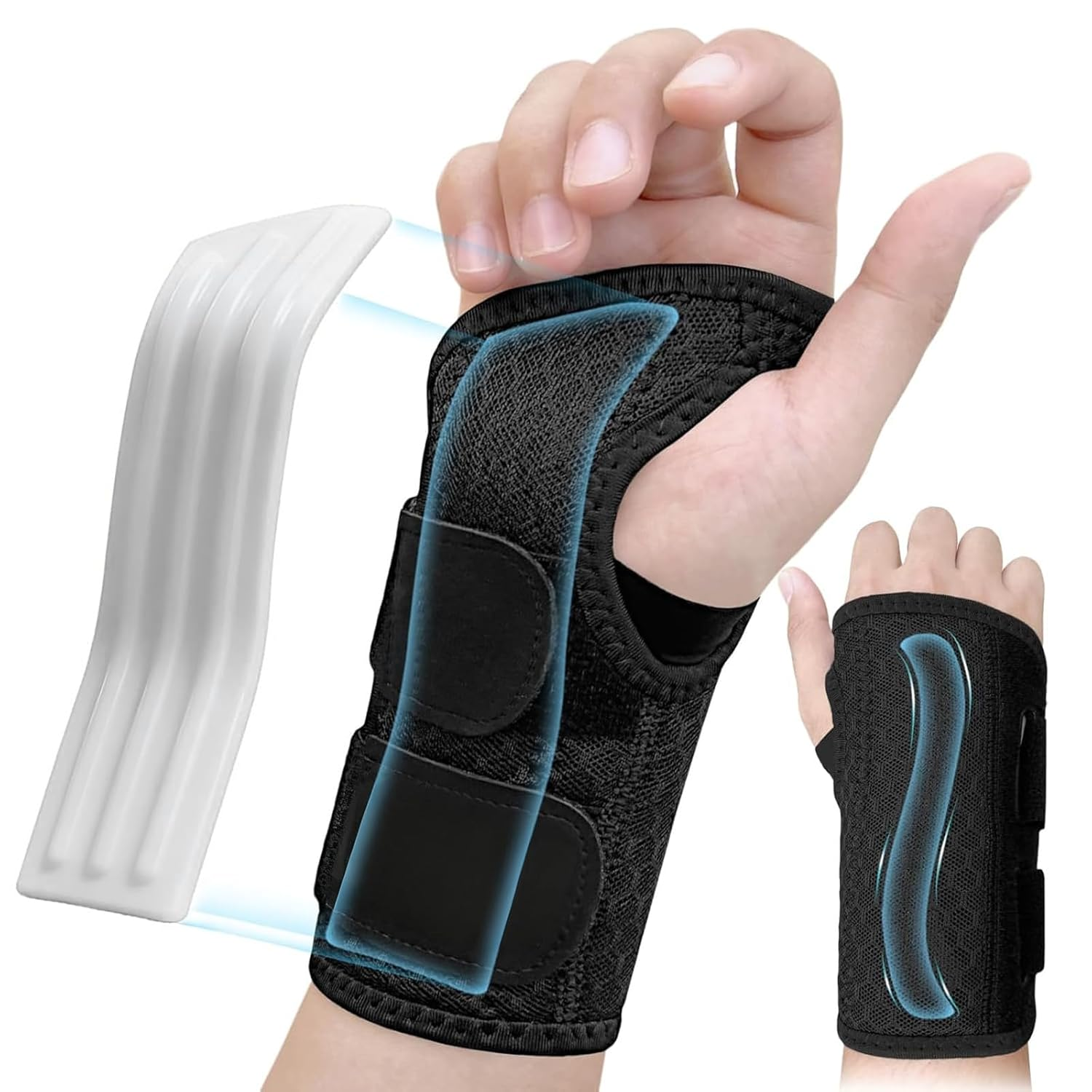 Carpal Tunnel Wrist Brace with Splint, Adjustable Wrist & Hand Support, Relieves Dequervain'S Tenosynovitis, Tendonit, Day & Night Wear for Pain Relief, Fits Left & Right Hand, Men & Women (Right) image number 3