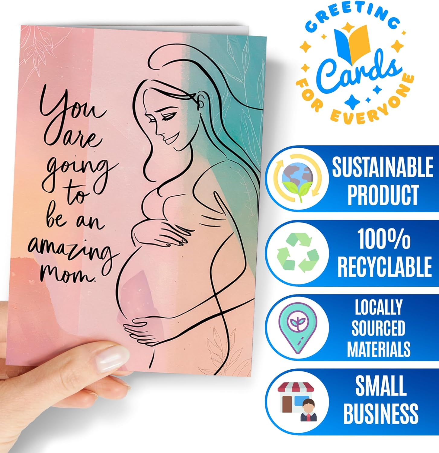 Baby Shower Card - Congratulations on Pregnancy Announcement for Baby Boy, Girl, Gender Neutral - New Mum - Welcome Babies Card for Parents to Be - Congrats Expecting Mom - Amazing Mom - NUM 217 image number 1