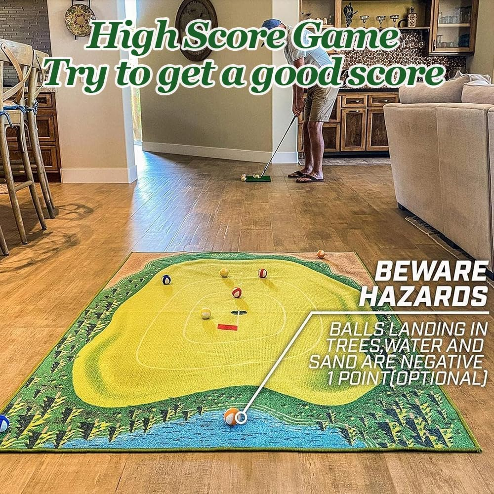 Golf Chipping Game Mat Set, Golf Chipping Practice Mat with Golf Ball, 47" X 70" (120Cm X 180Cm) Golf Game Outdoor Indoor Hitting Mat for Home Backyard Playground (No Clubs) image number 2