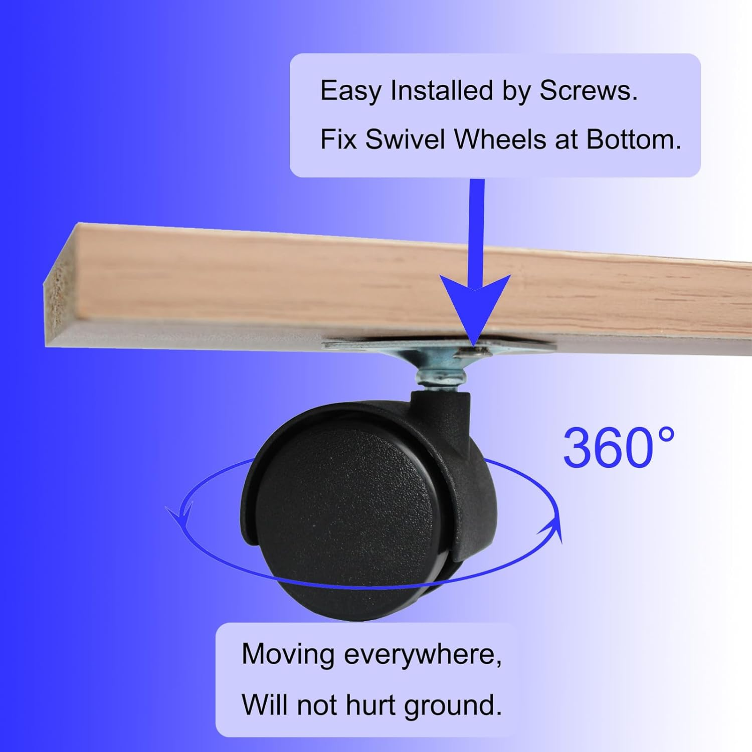 Dalyndar Furniture Casters 1.5 Inch Swivel Wheels Replacement Universal Rollers Suit for Move Small Cabinet Table Desk Drawer Cart Shelf Planter, 4Pcs Nylon Castors Screw in Wheels Loading Upto 200Lbs image number 1