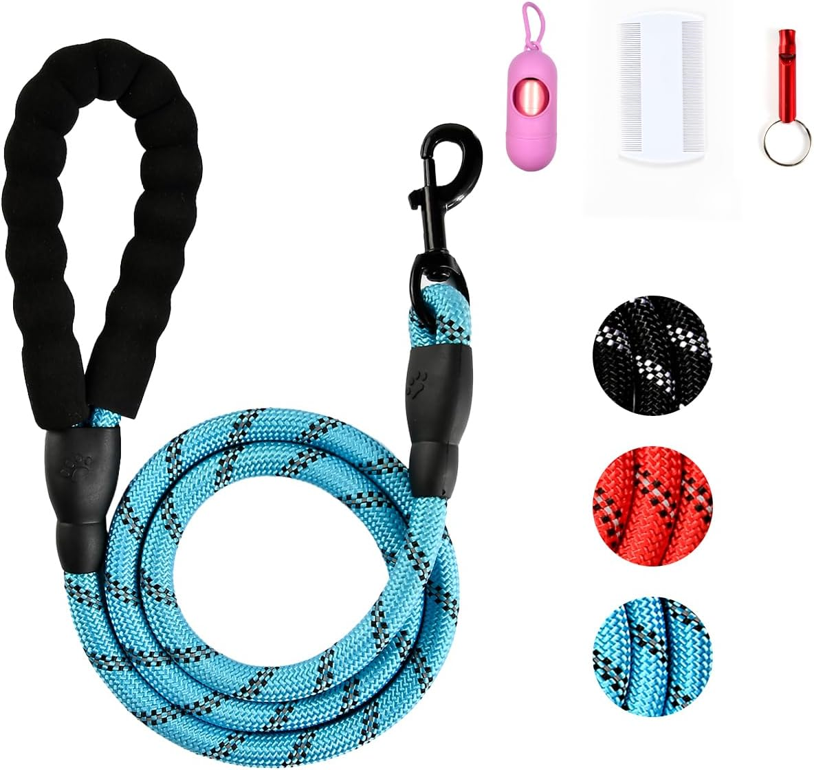 Ruayia Dog Lead with Comfortable Padded Handle, Sturdy Dog Lead for Training and Walking, Reflective Soft Nylon Lead for Large Dogs, 1.5 M, Blue image number 3