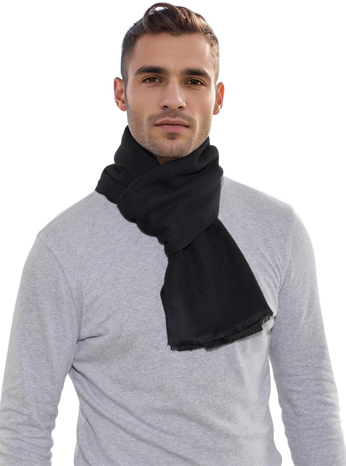 Men Scarves Thick Cashmere Scarf for Men'S Warm Soft Wool Cold Weather Scarf for Winter Autumn image number 2
