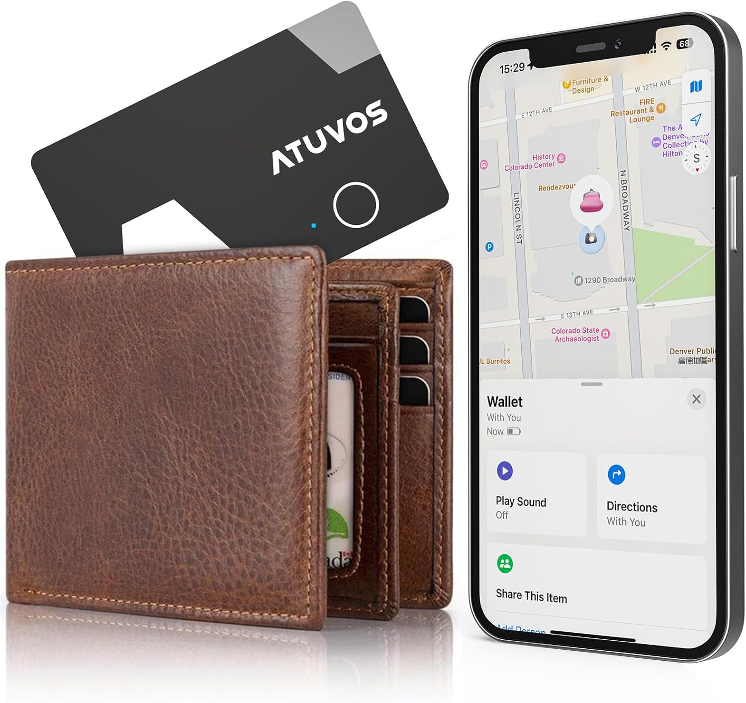 ATUVOS Tracker Air Card Wallet Thin 0.16Cm,(Wireless Charging) Smart Bluetooth Locator Work with Apple Find My (Ios Only), Ltem Finder for Luggages, Suitcase, Bags, Passport -1 Pack image number 3