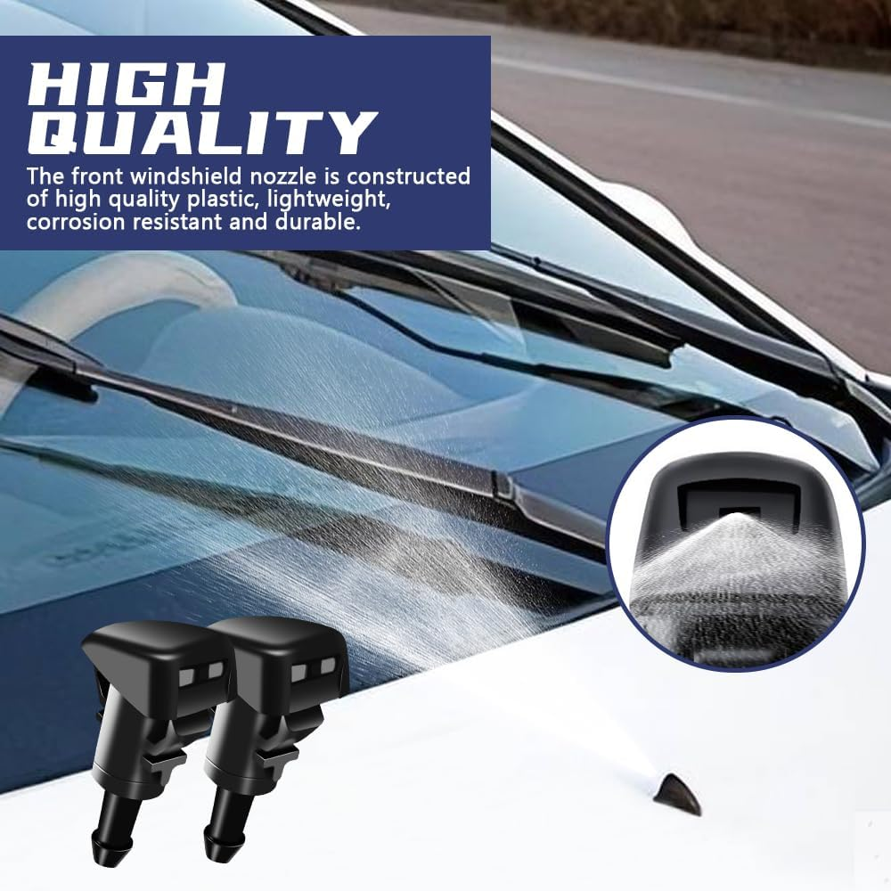 2 PCS Front Windshield Washer Nozzles, Washer Spray Jet Kit Fit for Chrysler, Dodge, Replaces OEM #: 4805742AB / 5113049AA / 55077460AA / 5303833AA / 5116079AA