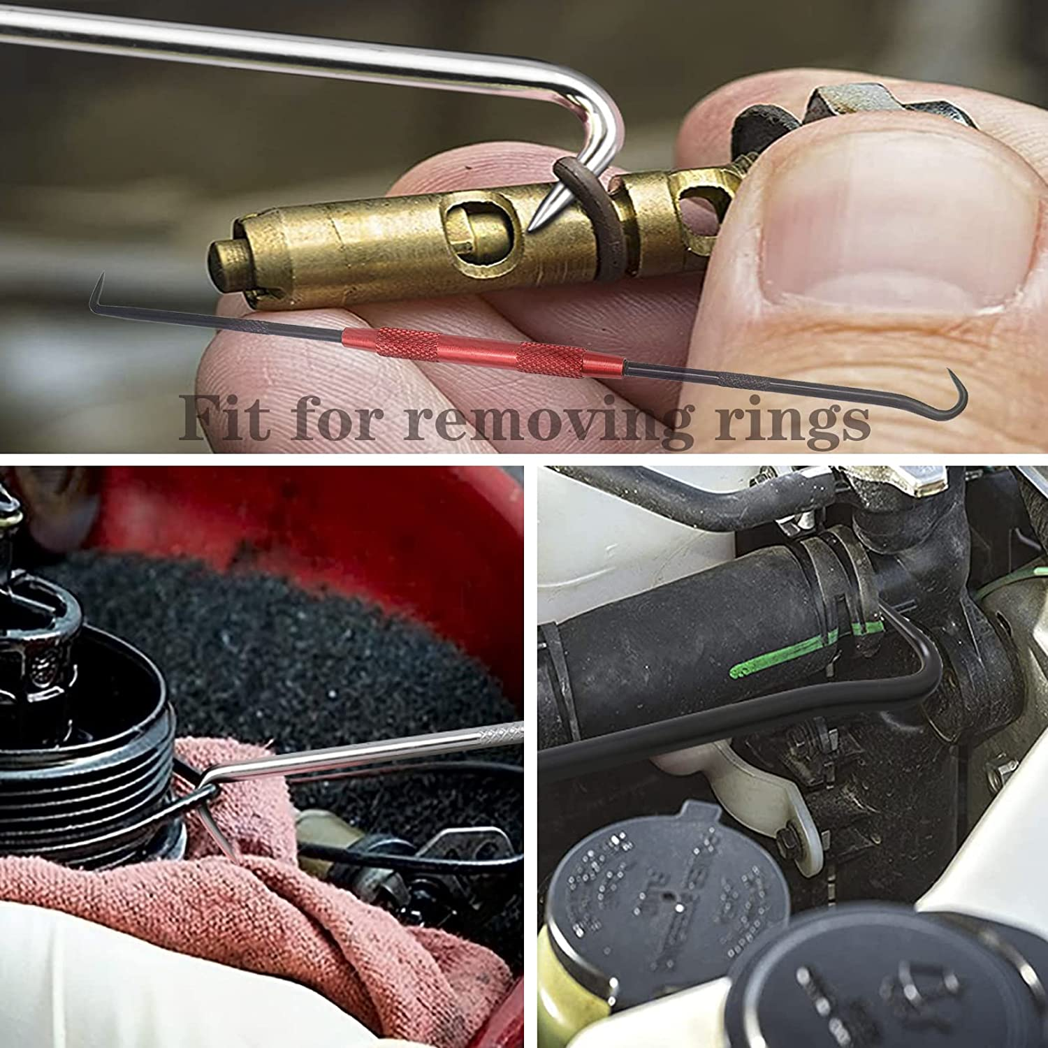 QISF 2PCS Precision Pick and Hook Set Double Side Hand Tool,Car Auto Oil Seal/O-Ring Seal Gasket Pick Mini Precision Hooks Puller Remover image number 1