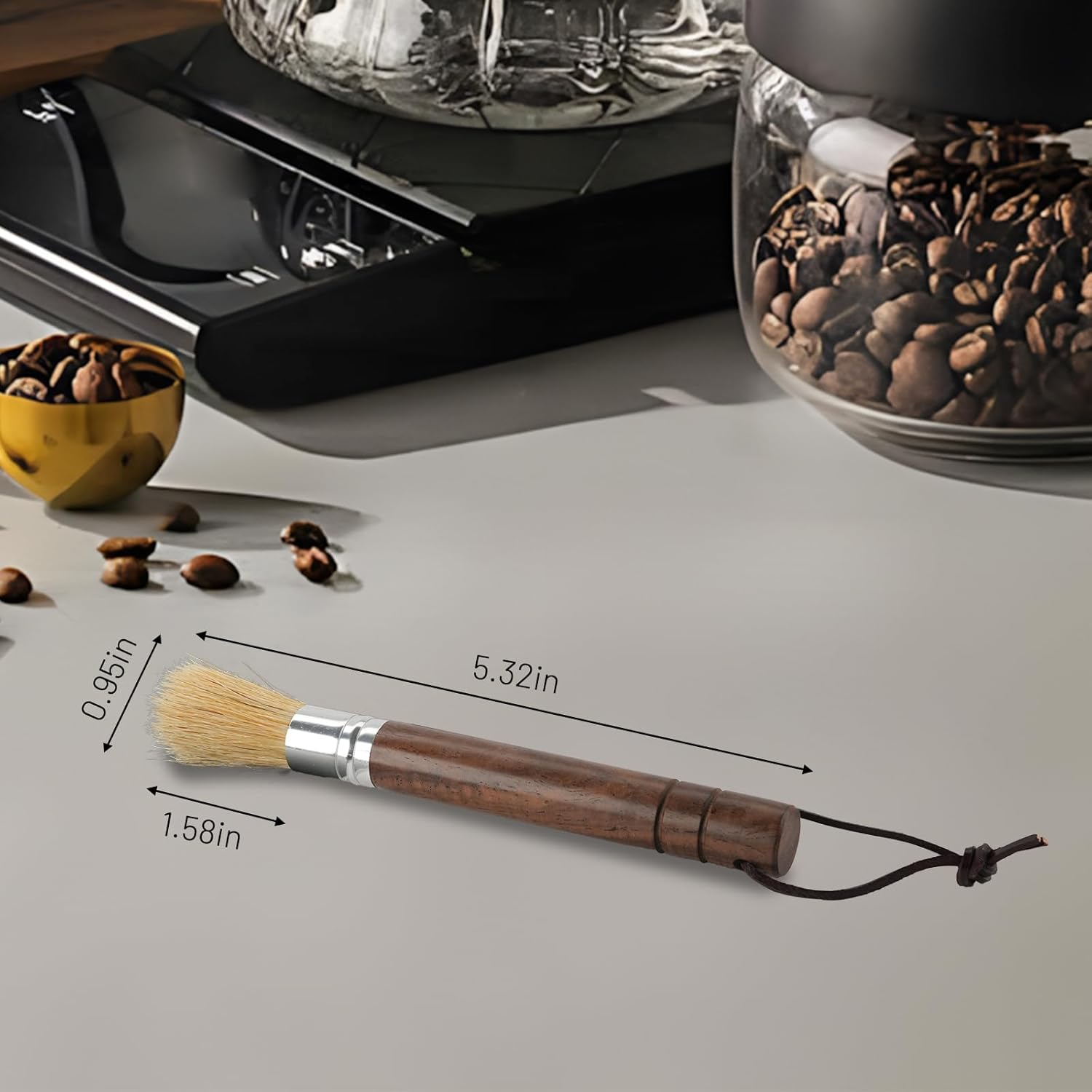 Bamynoir Coffee Grinder Brush, Espresso Machine Cleaner with Wooden Handle & Natural Bristles, Barista-Designed for Home Kitchens, Cleans Coffee Accessories. image number 6