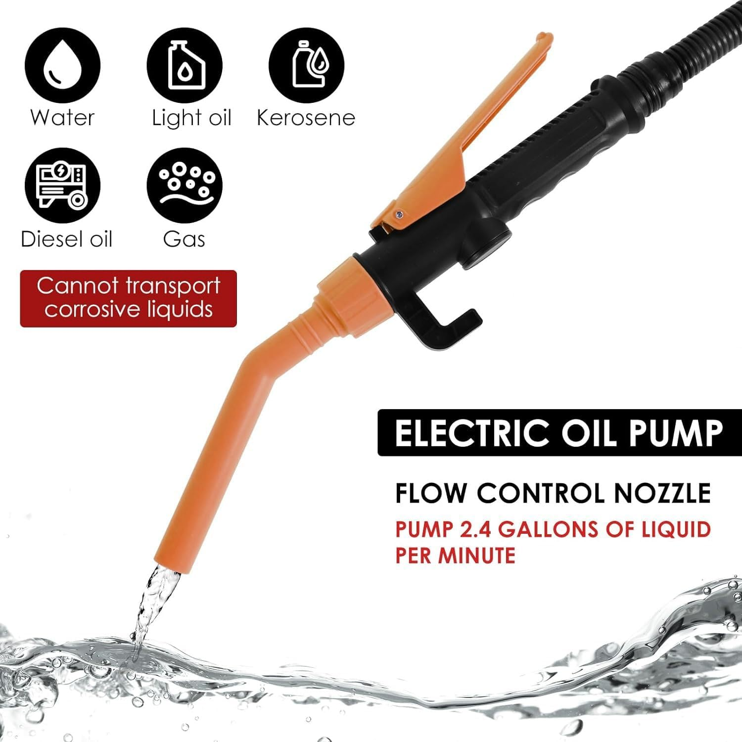 Wzenclave Upgraded Portable Power Pump, Upgraded Operated Electric Siphon Pump Water Transfer Pump Easy to Use Hand Fuel Pump Liquid Extracto for Gas Fuel Diesel Water Transfer image number 2