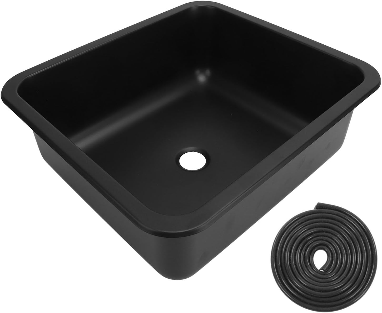 RV Sink, Stainless Steel Large Capacity Rectangular Kitchen Wash Sink for RV Motorhome Boat, Camper Yacht, Embedded Installation Single Bowl Kitchen Sinks (Spraying Plastics Black) image number 4