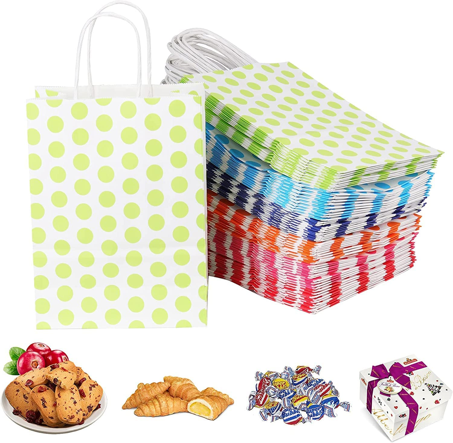 Wimarn&reg; 36 Pieces Kraft Paper Party Favor Gift Bags with Handle, Assorted Colors Wedding Favor Bags, Kraft Paper Bags, Birthday Bags image number 1