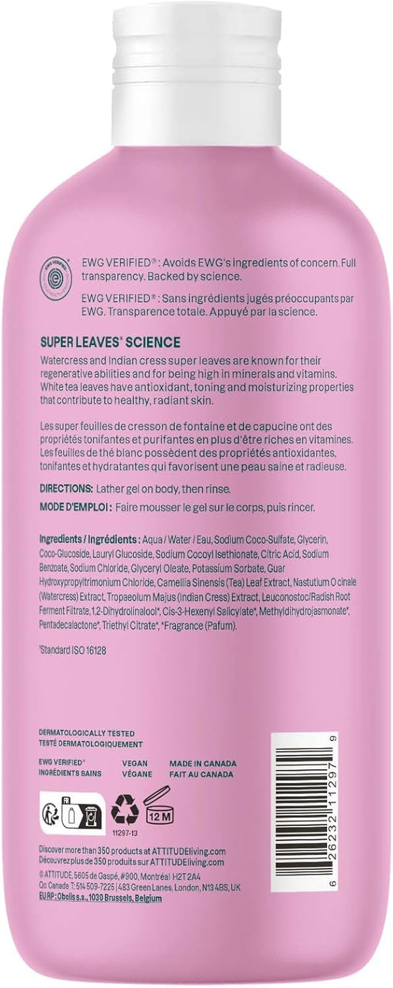 ATTITUDE Natural Soothing Body Wash: EWG Verified, Hypoallergenic & Dermatologist Tested - Super Leaves Collection (16 Oz) image number 6