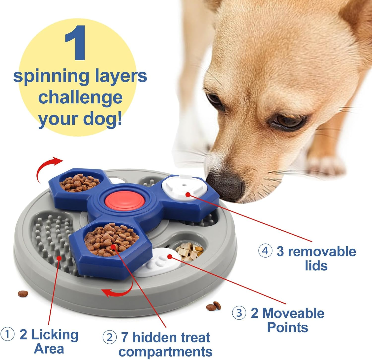 Dog Puzzle Slow Feeder Toys, Dog Interactive Toys, Dog Food Puzzle Dog Treat Puzzle Toys, Treat Dispenser for Smart Dogs, Puppy &Cats Fun Feeding image number 3