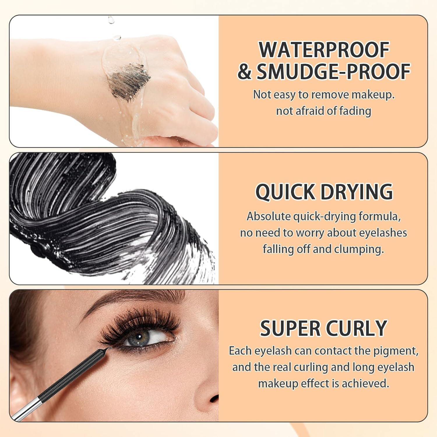 WALULAN Black Metal Silky Mascara Big Eyes Makeup,Mascara Black Volume and Length, Longer and Thicker Styling,Voluminous Lashes, No Clumping, No Smudging - Brown image number 5