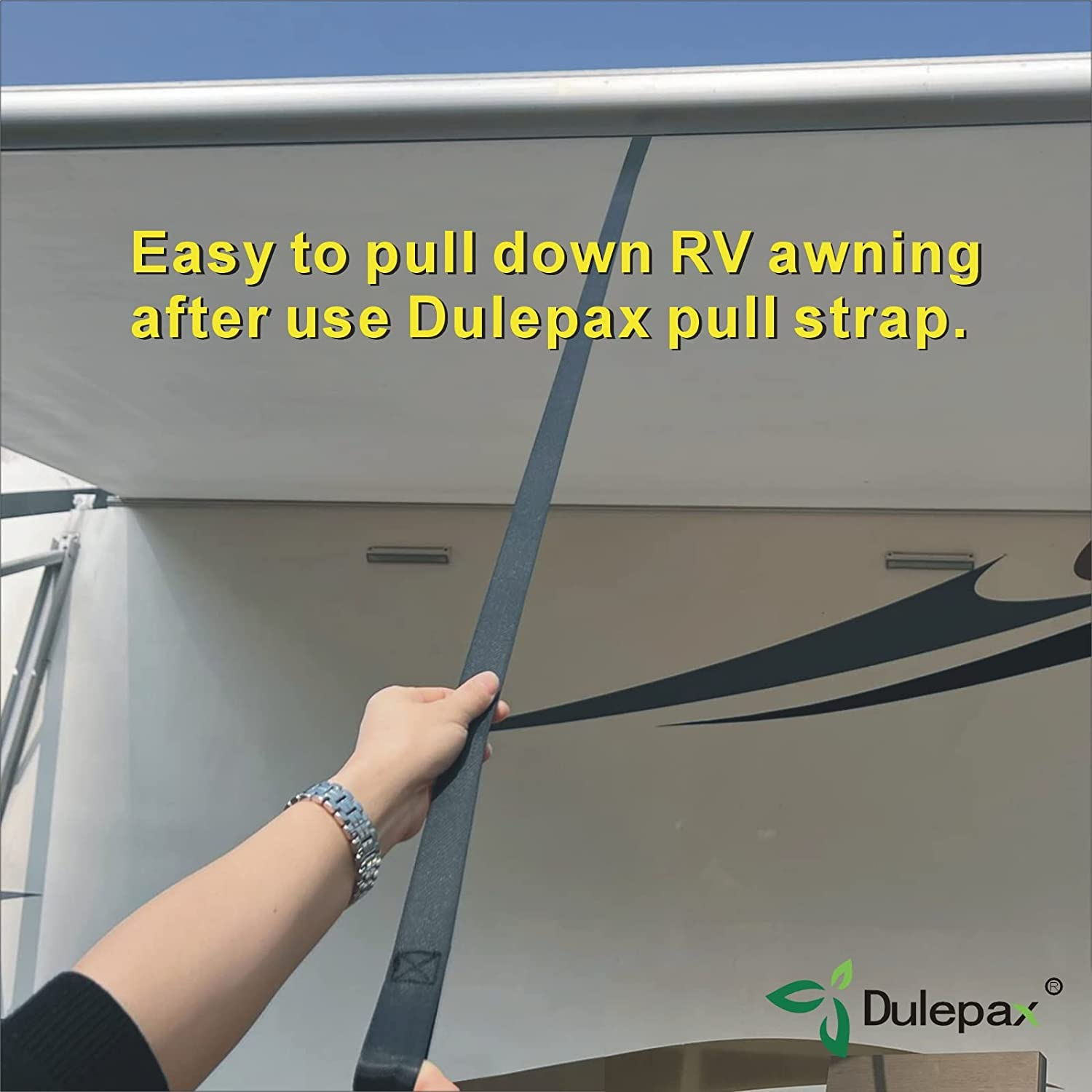 Dulepax RV Awning Pull Straps, 96 Inches Long Straps with Welding Polycord Technology. Universal Patio Awning Pull Straps (2 Units) Black image number 4