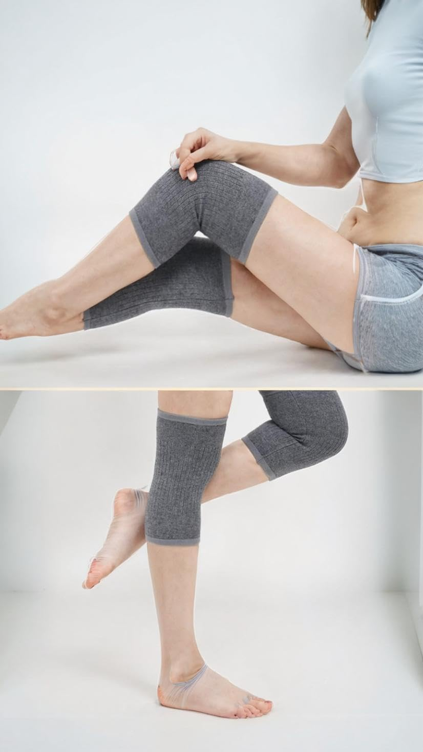 Honwor Cashmere Knee Warmer Sleeve for Arthritis Pain Relief & Warmth - Cozy, Stretchy, One-Size-Fits-All Night Support for Elders - Grey image number 3