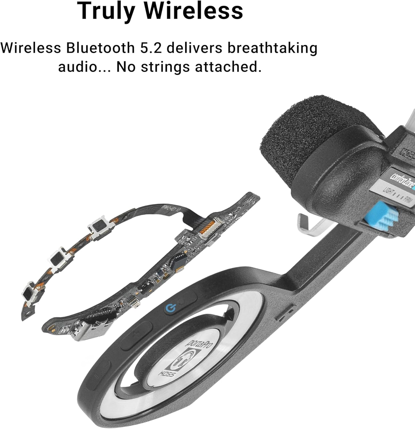 Koss Porta Pro Wireless 2.0 Bluetooth On-Ear Headphones, 20+ Hour Battery, USB-C Charging, Microphone, Analog Audio Pass Through, Retro Style, Black image number 1