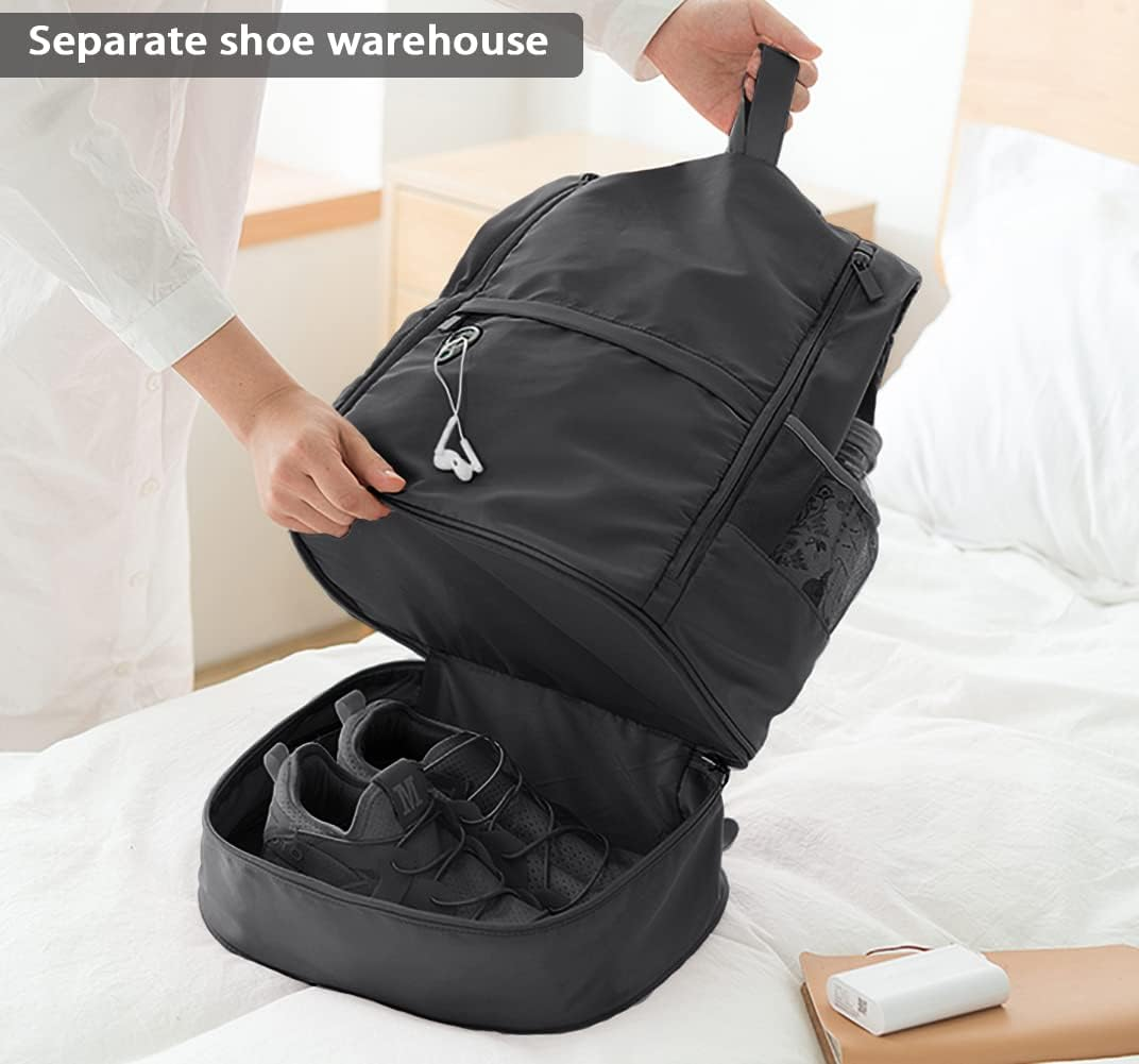 LIMHOO Gym Backpack for Women with Shoes Comparment & Wet Pocket Lighweight Travel Laptop Backpack image number 6