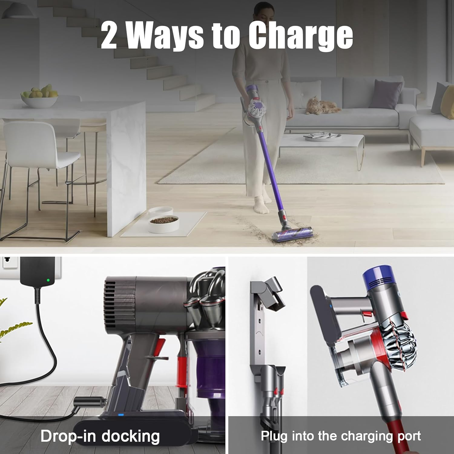 KUNLUN V8 Replacement Battery 21.6 V, Compatible for V8 SV10 Animal Absolute Motorhead Fluffy Cord-Free Handheld Cordless Vacuum Cleaner with 2 Filters + Brush + Screws, 4500 Mah image number 4