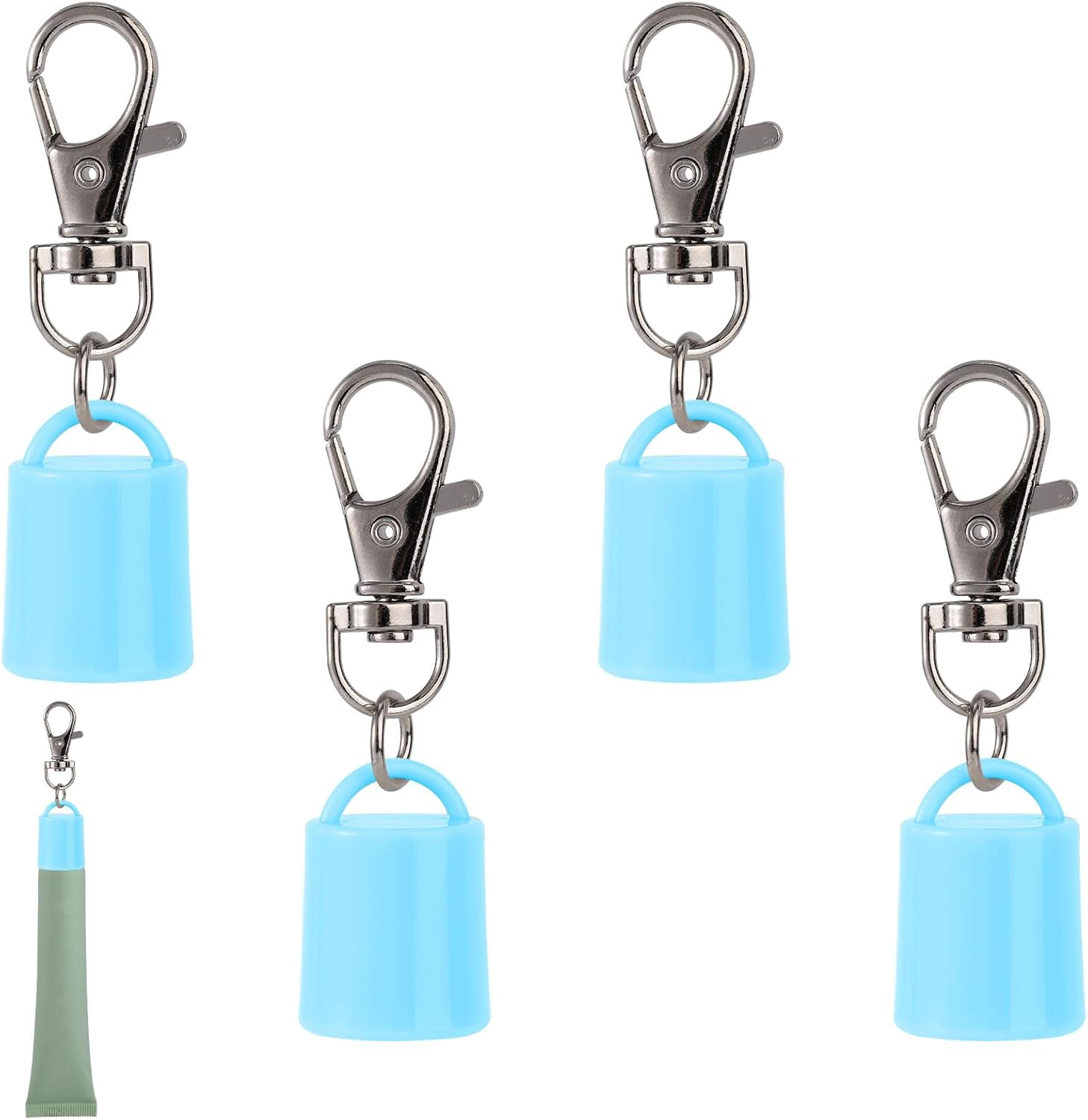 4Pcs Lip Balm Keychain Caps for Summer Fridays 0.5 Oz, Creative Lipgloss Holder Keychains Practical Portable Lip Gloss Replacement Caps (White)