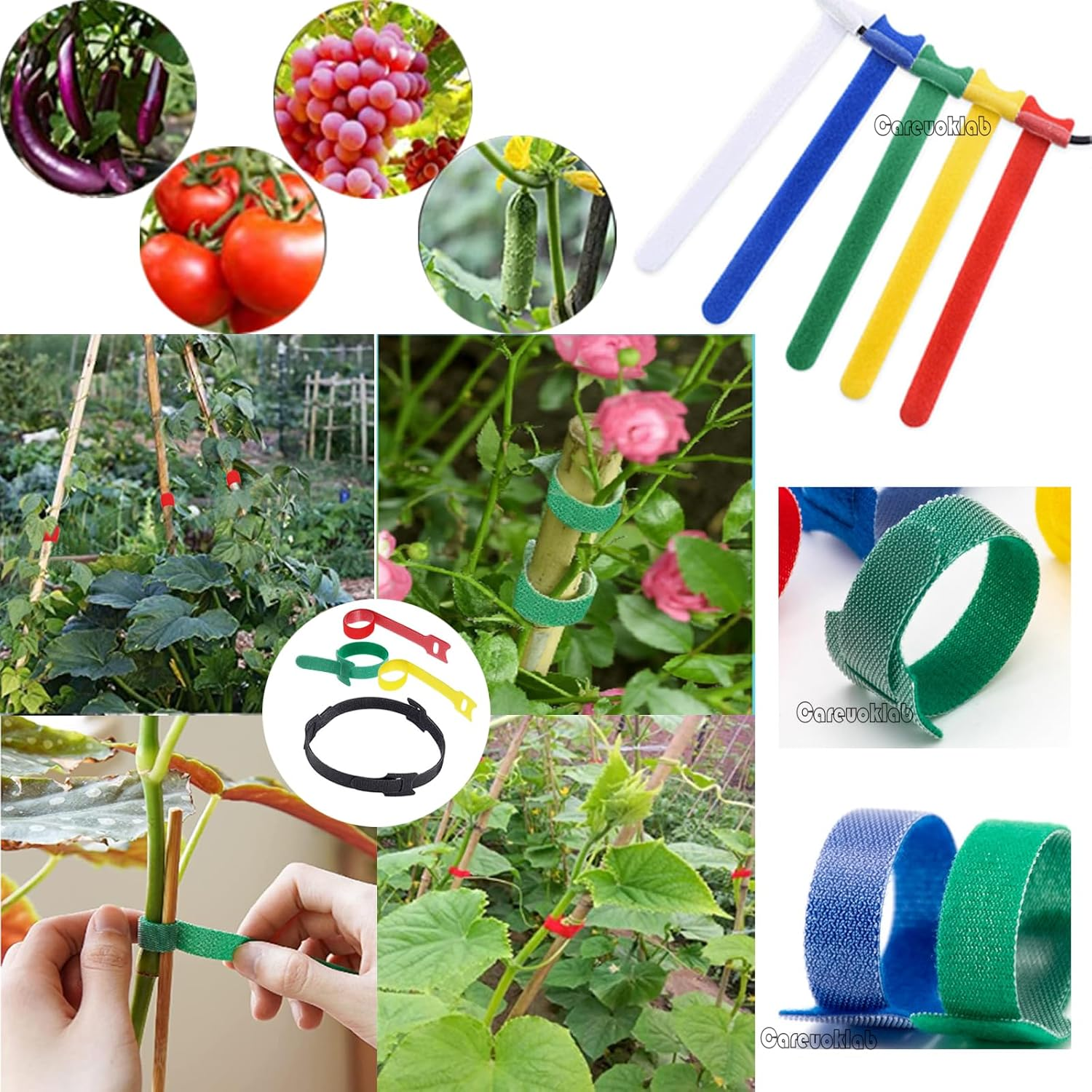 Careuoklab 120 Pcs Reusable Fastening Cable Ties, 6 Inch Adjustable Self-Adhesive Wire Ties, Cord Wrap & Cable Management Organizer - 6 Colors image number 4