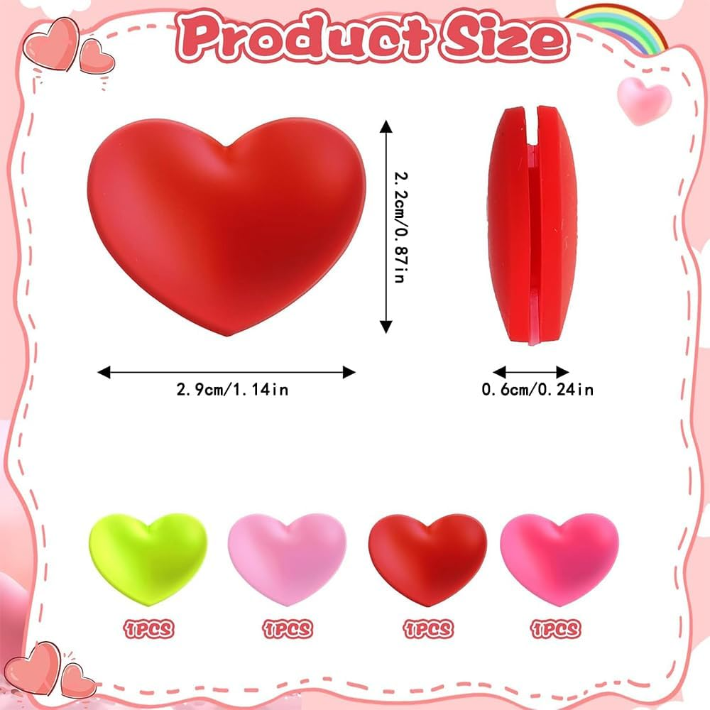4Pcs Heart-Shaped Tennis Racquet Dampeners,Tennis Racket Shock Absorbers,Cute Silicone Shock Absorbers,Tennis Dampener for Racket,Tennis Racquet String Dampener,Tennis Vibration Dampener image number 6
