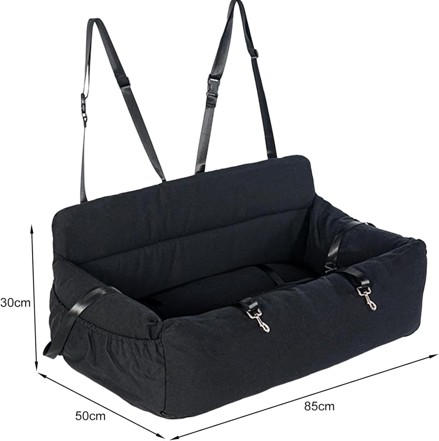 Dog Car Seat Dog Travel Car Carrier Bed with Side Pocket Storage for Cars on Travel with Safety Belt and Removable Cushion for Medium and Large Dogs image number 4