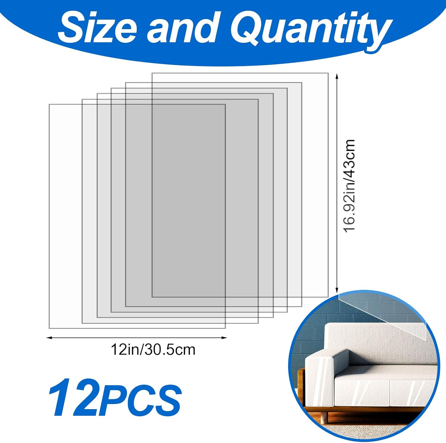 Cat Scratch Protection, Pack of 12 Sofa Scratch Protection Pad with Self-Adhesive Cat Scratch Protection Film, Double-Sided Scratch Pads for Cats for Sofa, Furniture, Door, Scratch Protection image number 5