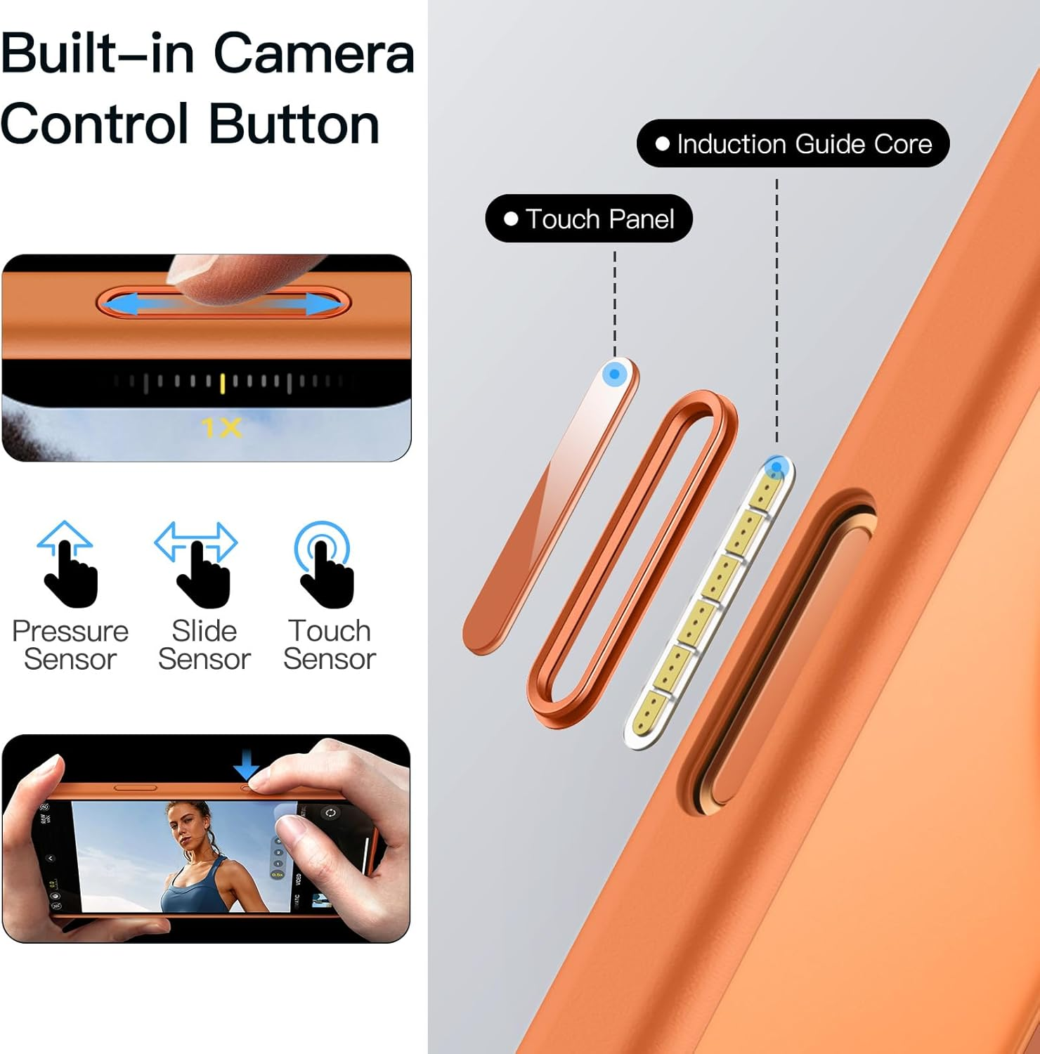 Jetech 360 Degree Rotatable Ring Case for Iphone 17 Pro 6.3-Inch with Camera Control Button, Compatible with Magsafe, Slim Shockproof Phone Cover with Stand & Ring Holder (Orange) - Orange image number 4