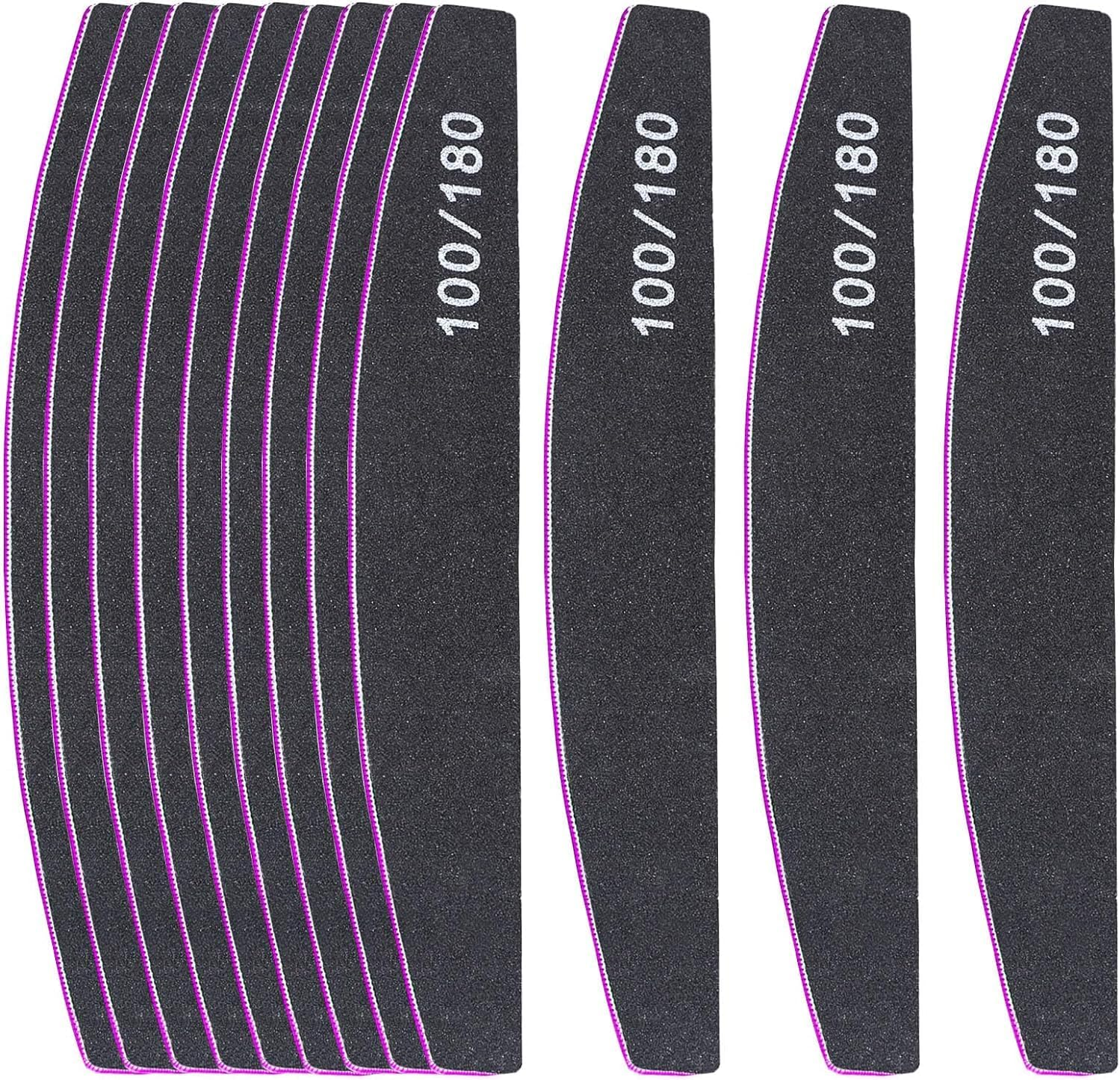 Nail Files, Professional Nail Files,12Pcs 100/180 Grit Double-Sided Emery Board Nail File Set, Washable Nail Files Tools for Manicure