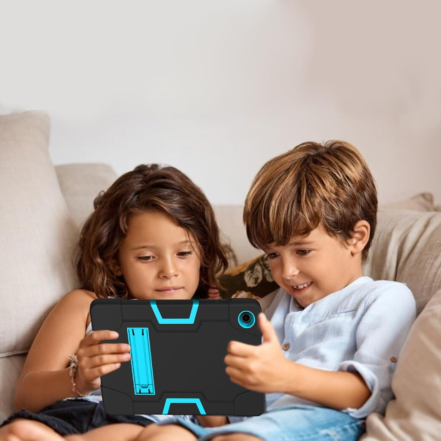 YINLAI for Samsung Galaxy Tab A9+ Case with Kickstand 11 Inch 2023 (SM-X210/X215/SM-X216), Galaxy Tab А9 plus Case for Kids, Heavy Duty Shockproof Protective Tablet Cover, Black Blue image number 4