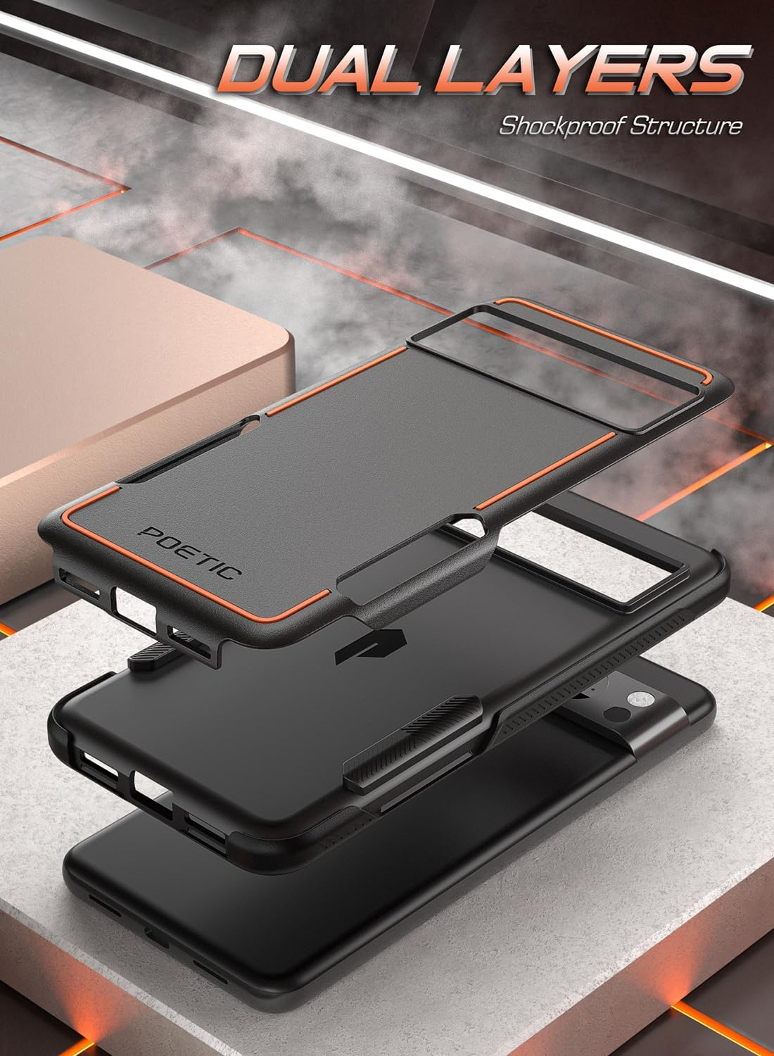 Poetic Neon Series Case Compatible with Google Pixel 8 Pro 5G 6.7 Inch, Dual Layer Heavy Duty Tough Rugged Light Weight Slim Shockproof Protective Cover Case, Black - Black image number 2