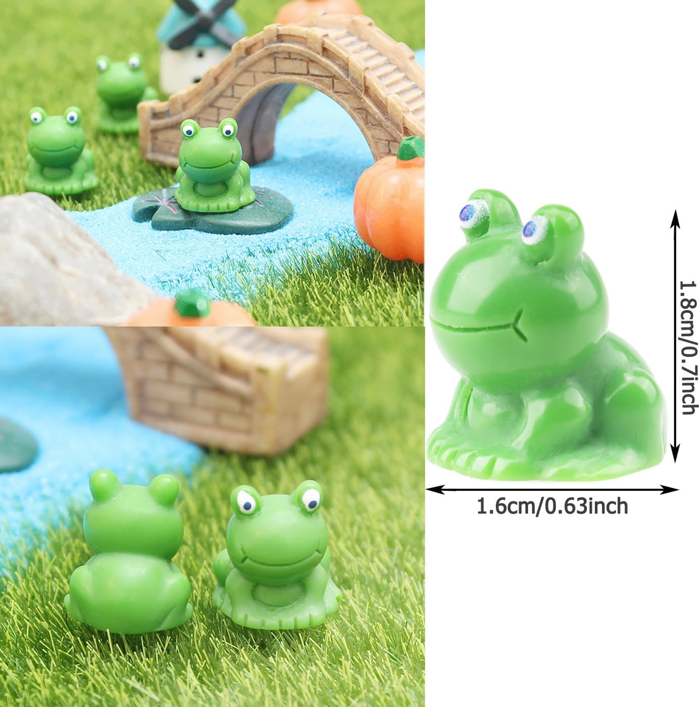 30 Pcs Mini Resin Frog Decor Green Miniature Cute Frogs Figurines Small Animals Model Crafts Little Garden Landscape Potted Decorations image number 3