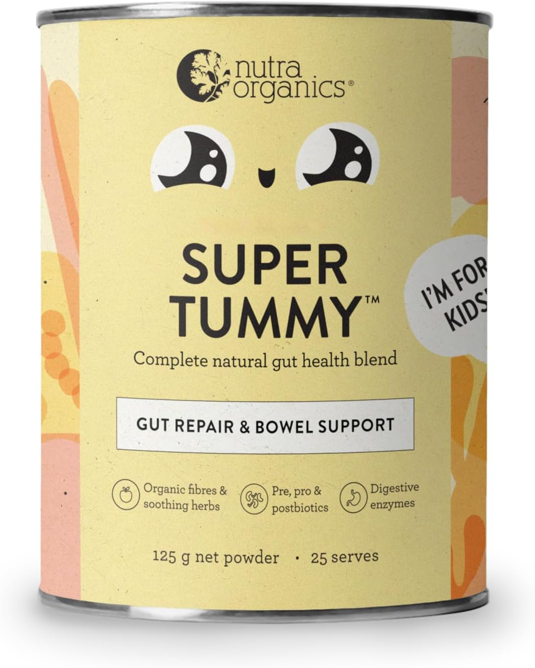 Nutra Organics Super Tummy Gut Repair & Bowel Support 125G | Gut Health Blend for Kids | Supports Digestive Health & Immunity (25 Serves) image number 1
