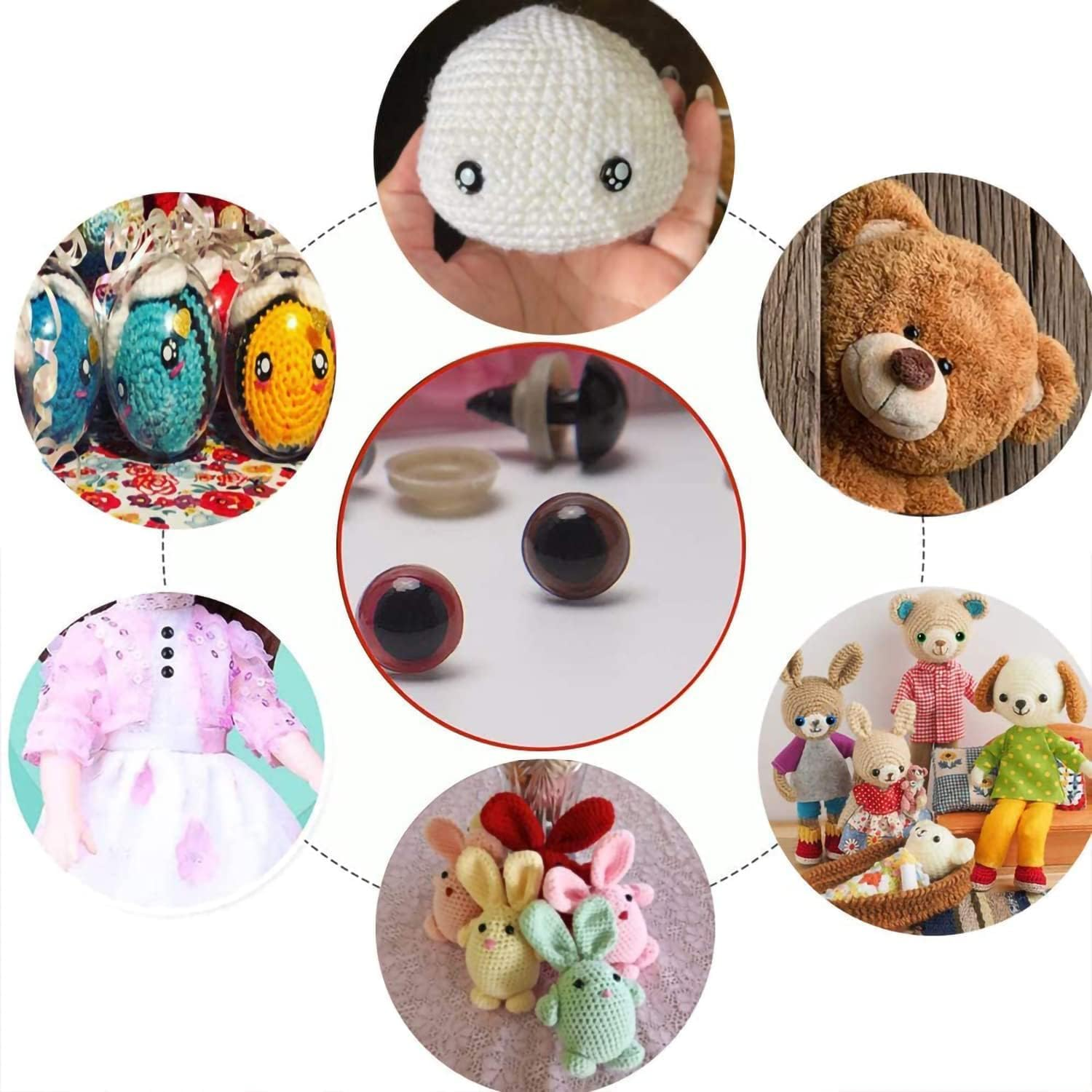 GIOD 1000Pcs Safety Eyes and Noses for Amigurumi - Colored Plastic with Washers and Box - DIY Doll Eyes, Teddy Bear Nose, Stuffed Animals (Black-1000) image number 5